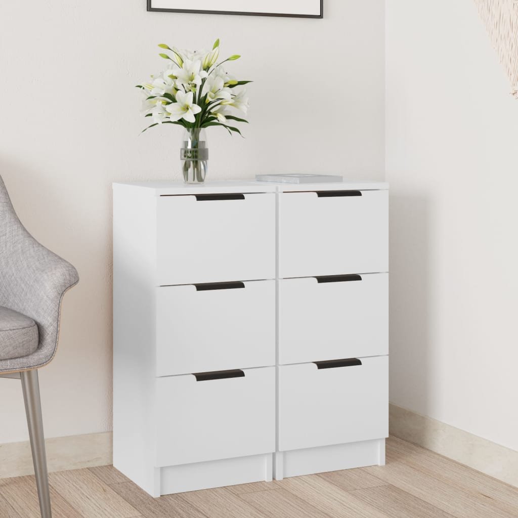 Walplus 2 Piece Sideboard Set Engineered Wood - White - 30 x 30 x 70 cm