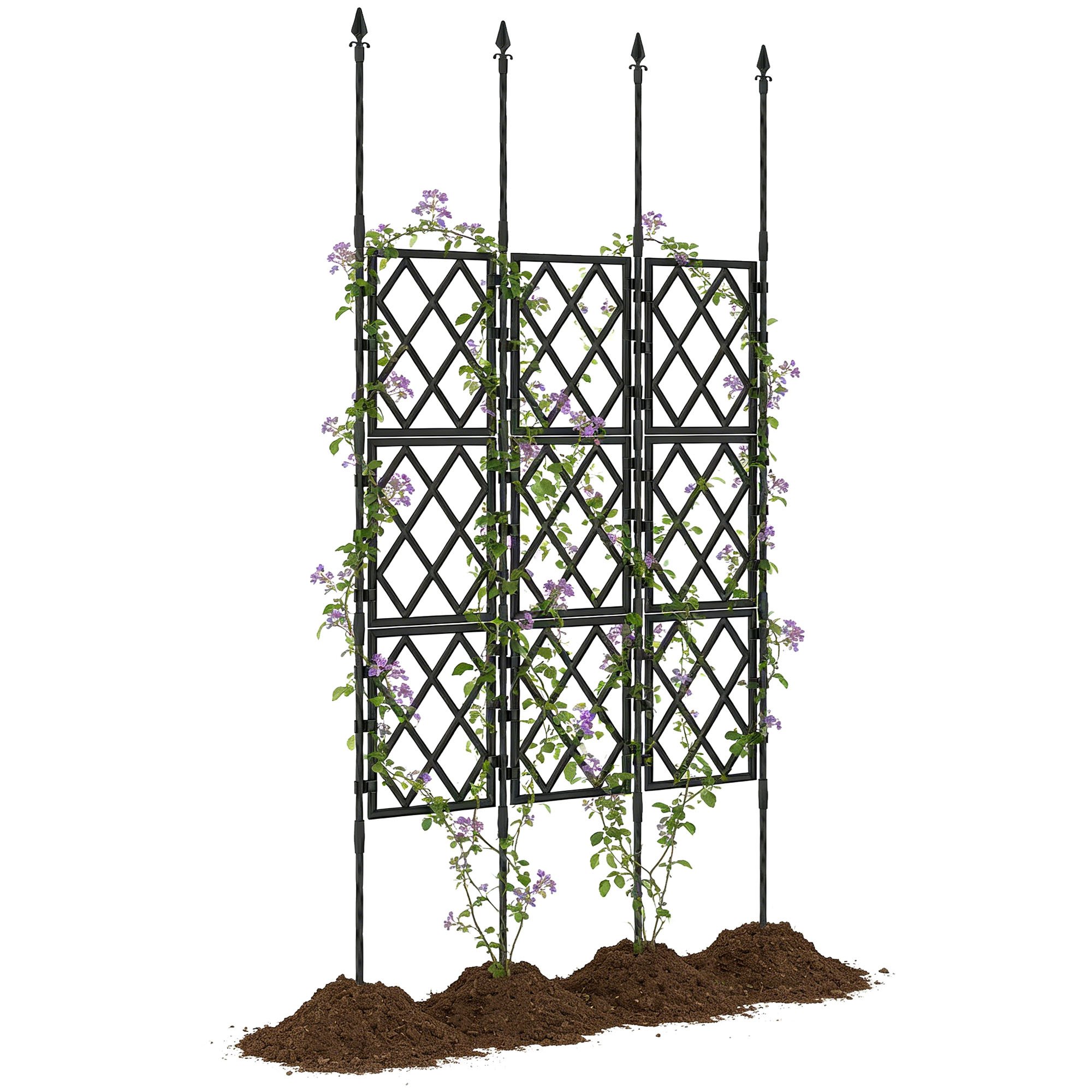 Outsunny Foldable Steel Lattice Garden Trellis – Black
