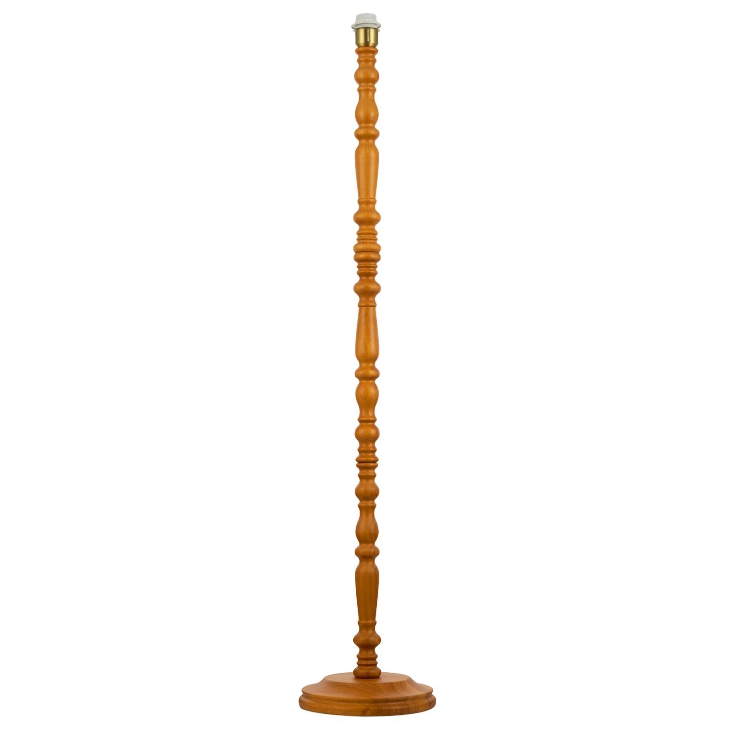 Happy Homewares Brown Oak Wooden Standing Base with Intricate Floor Lamp - 25cm