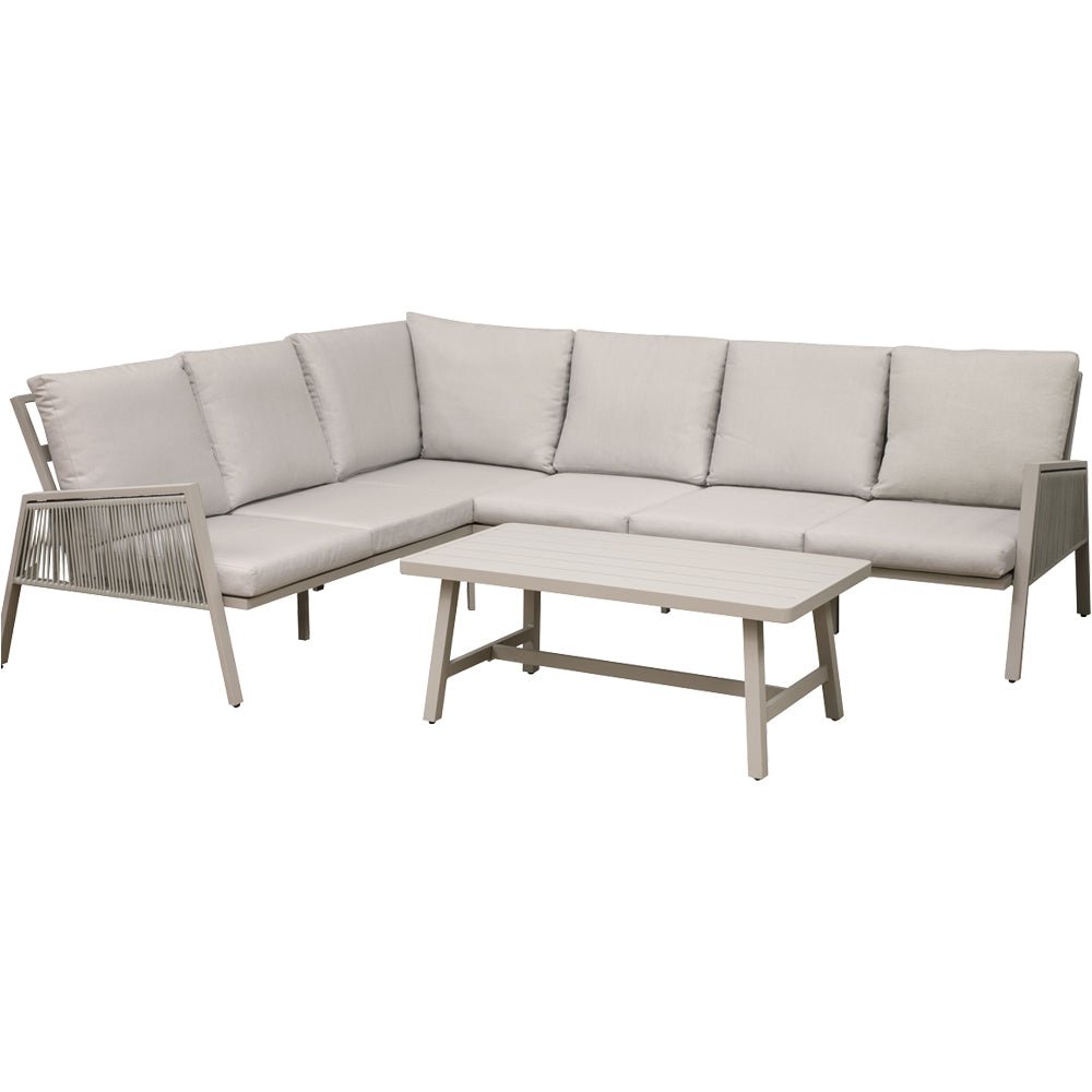 Loops Direct Aluminium 5 Seater Garden Coffee Table Set - Grey