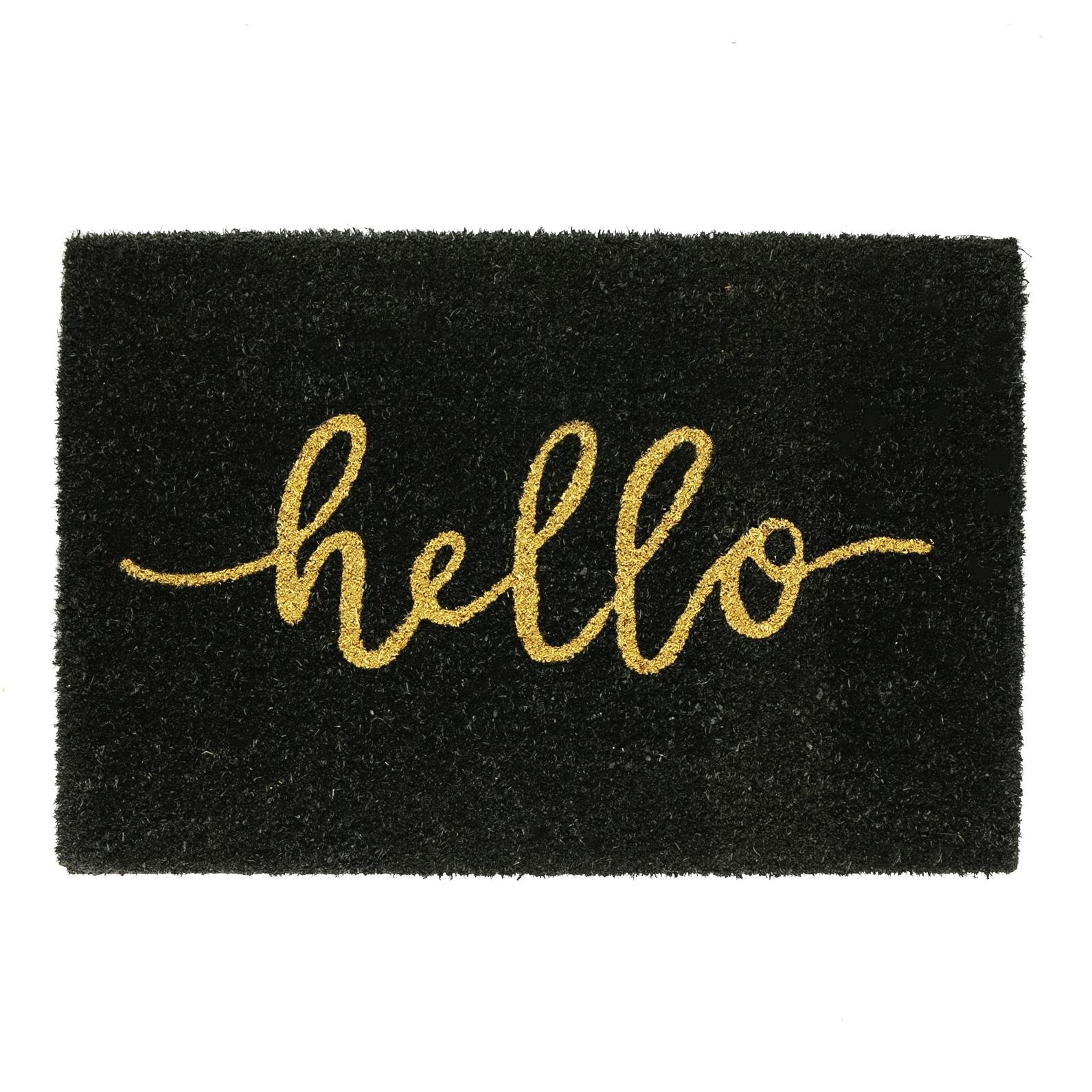 Nicola Spring Coir Door Mat - Hello Black