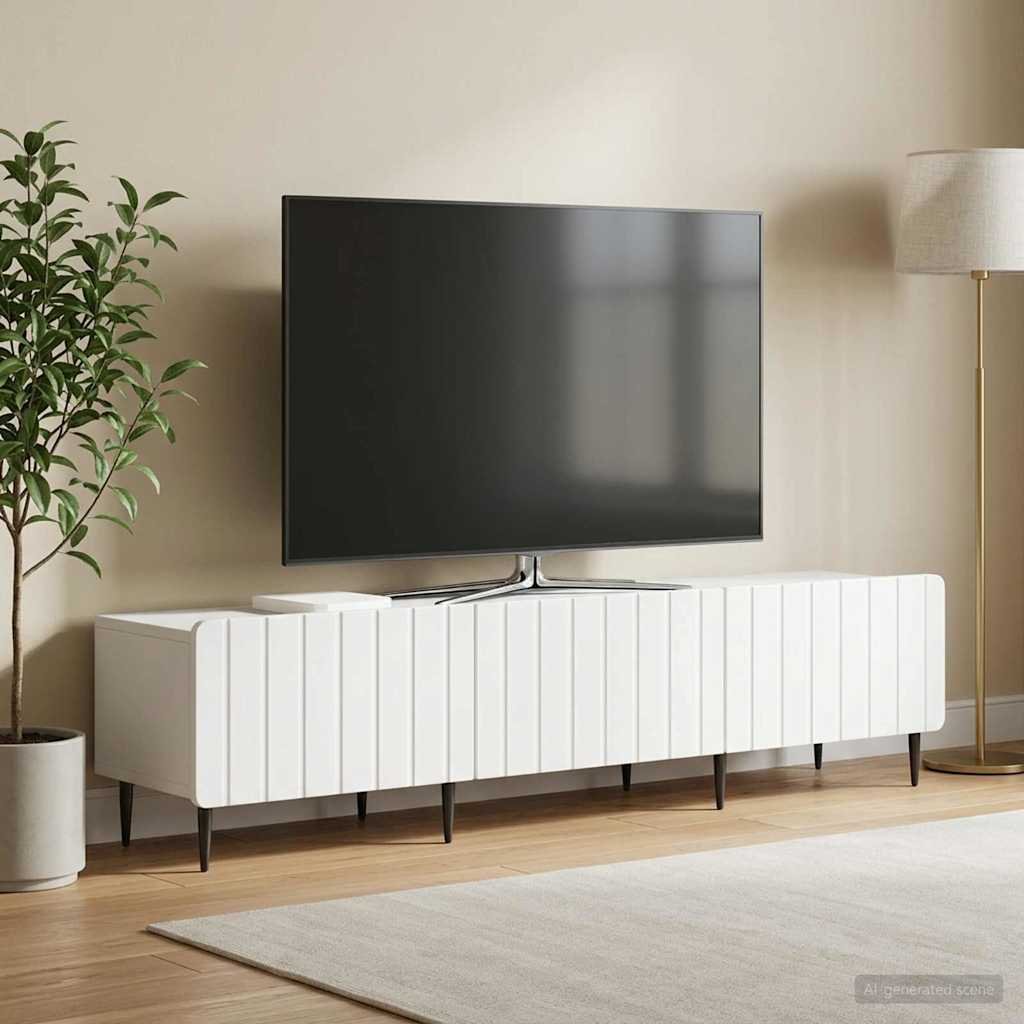 Walplus Engineered Wood TV Cabinet with Drawers - White - 147 x 34.5 x 32 cm