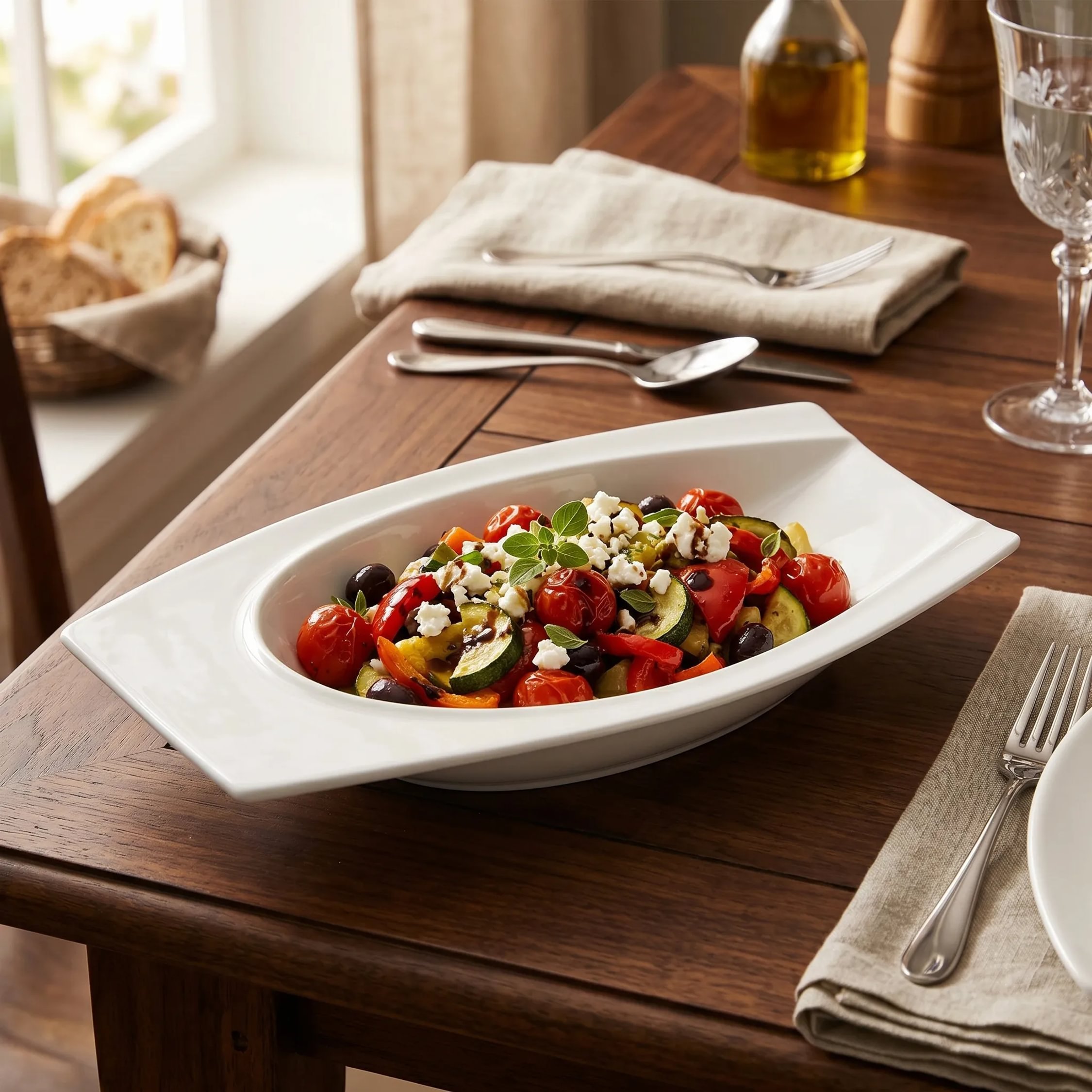 Orsina Porcelain Serving Bowl – White
