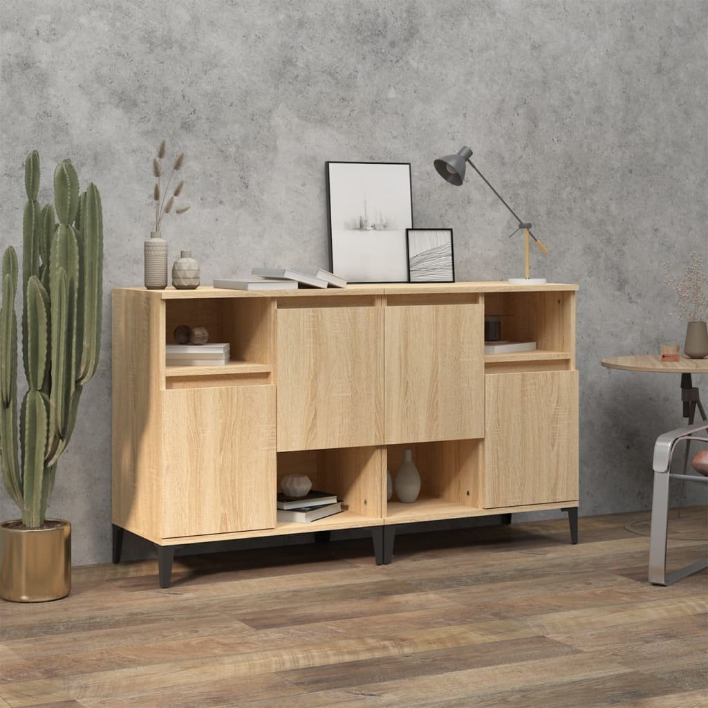 Walplus Pack of 2 Engineered Wood Sideboard - Sonoma Oak - 60 x 35 x 70 cm
