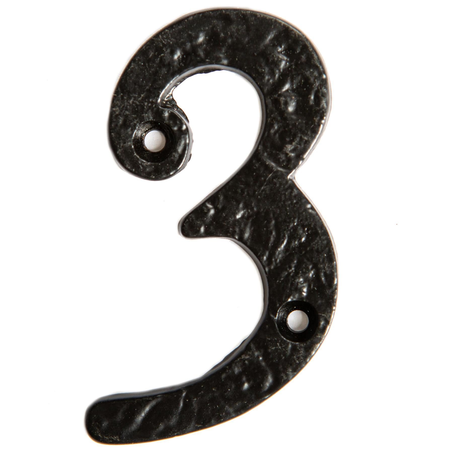 Hammer & Tongs Rustic Iron Numeral - Number 3 - Black
