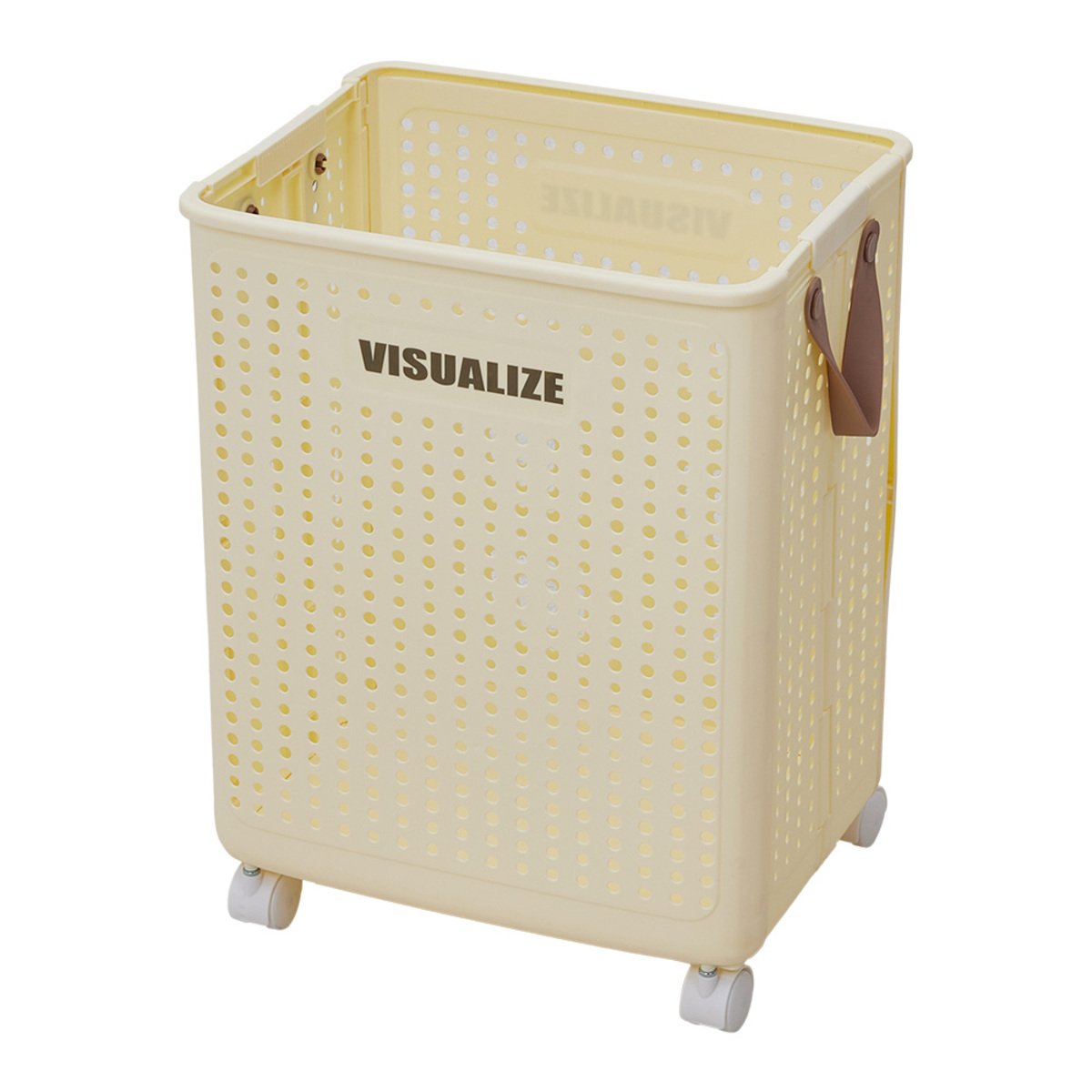 Living and Home Foldable Laundry Basket with Wheels - Beige
