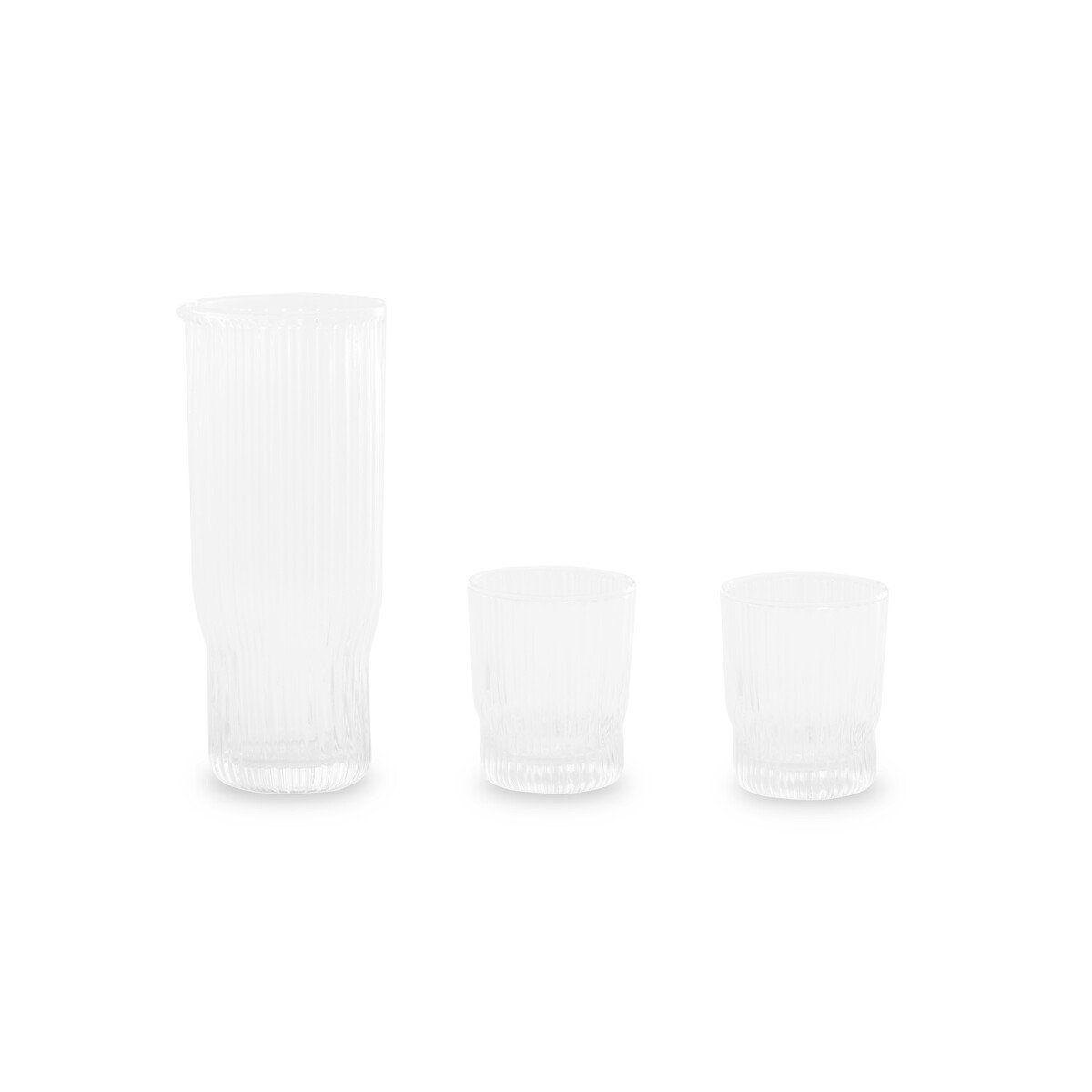 Orsina Juno Ribbed Glass And Jug 3 Piece Set – Clear