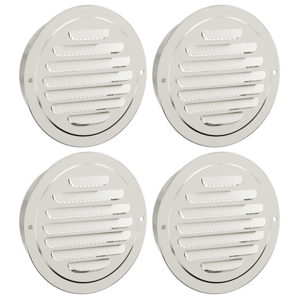 Walplus Pack of 4 125 mm Steel Air Vent Covers - Silver - 14 x 14 x 4 cm