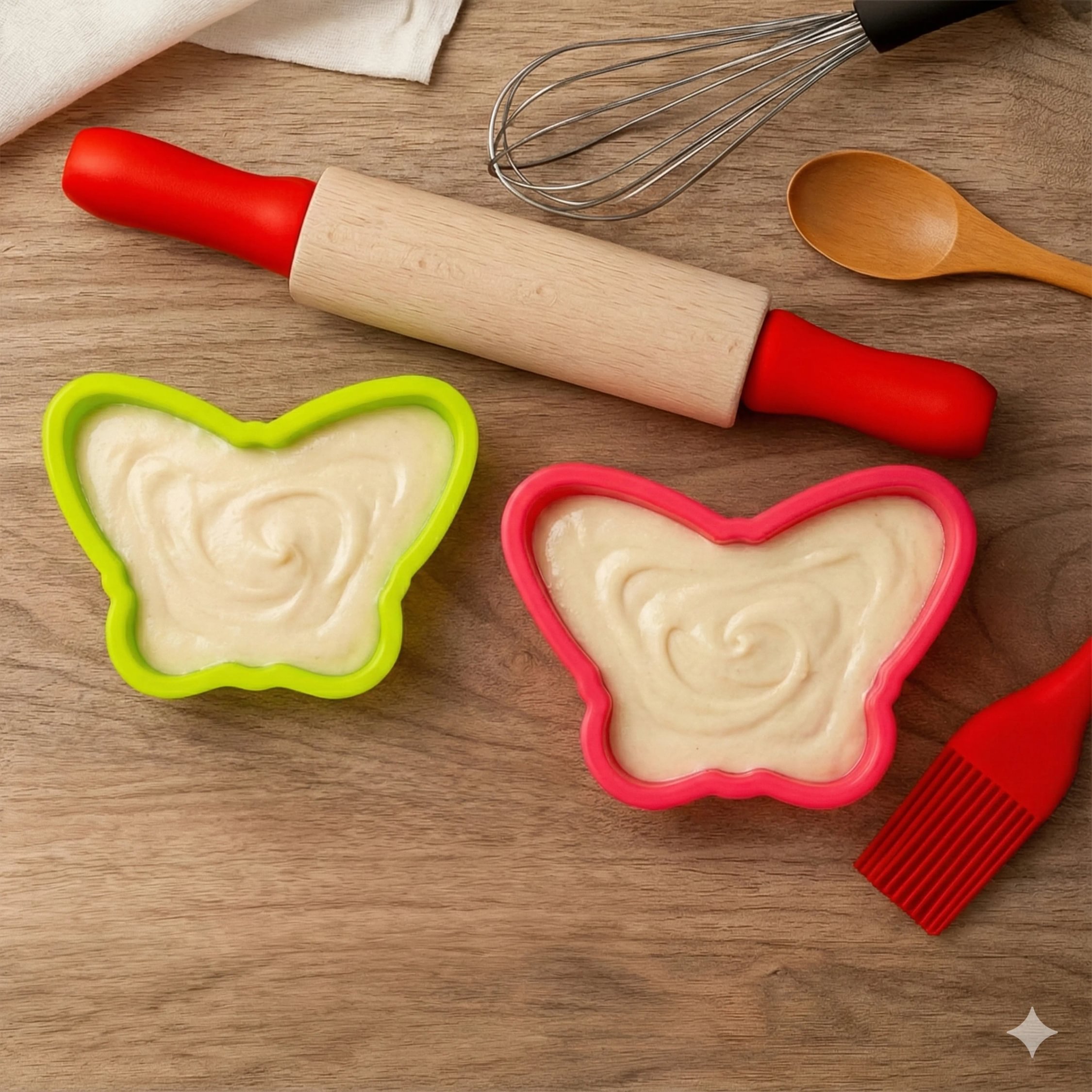 Orsina Hallie Silicone Set of Two Butterfly Cake Moulds - Pink and Green