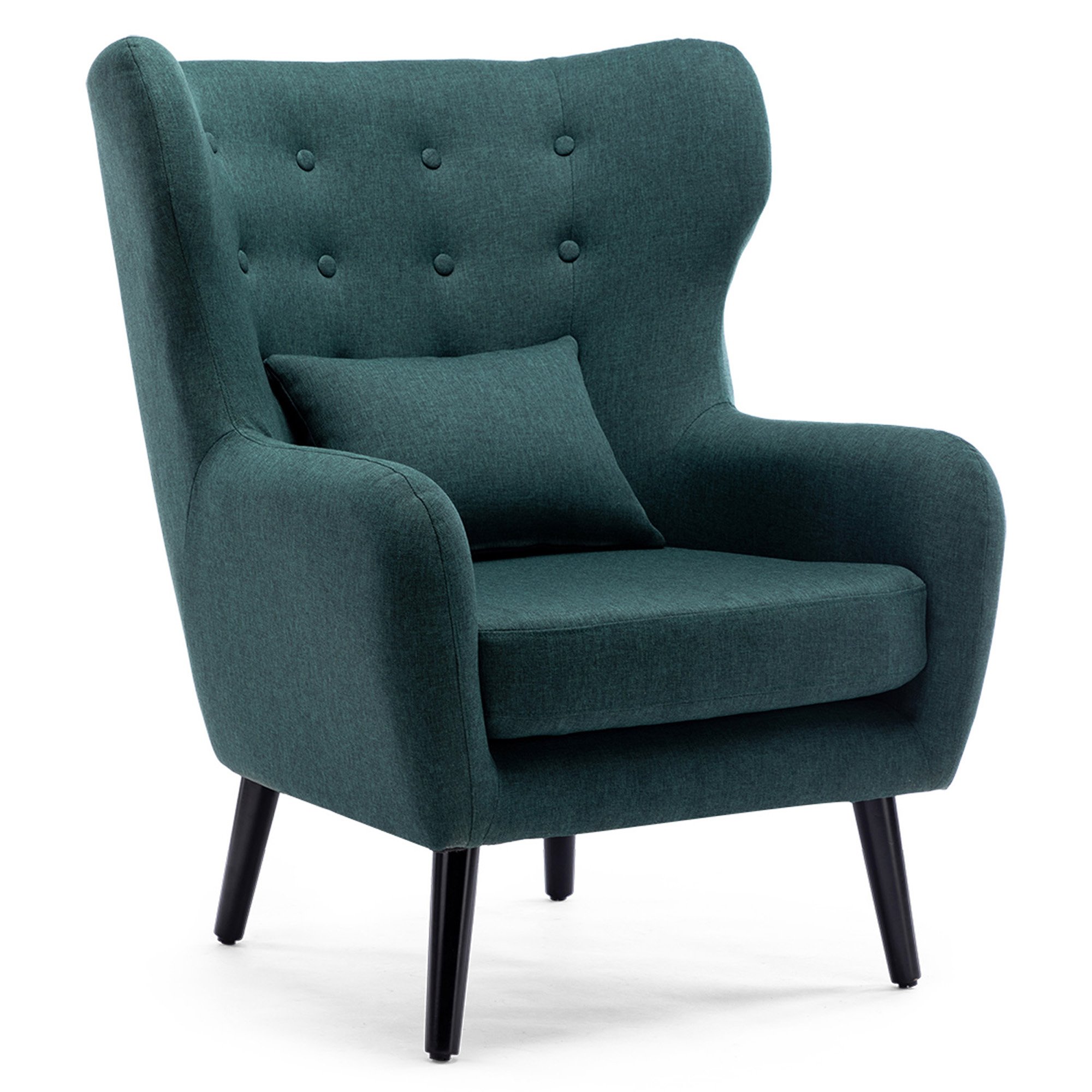 Furniture Online Winslow Wingback Fabric Occasional Button Back Armchair - Green