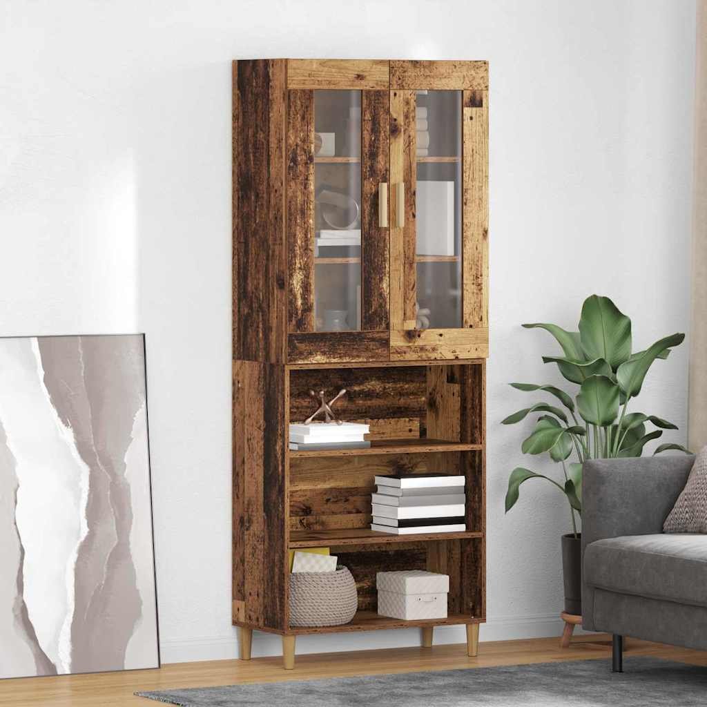 Walplus Engineered Wood 2 Door 2 Doors Highboard - Old Wood - 69.5 x 34 x 180 cm