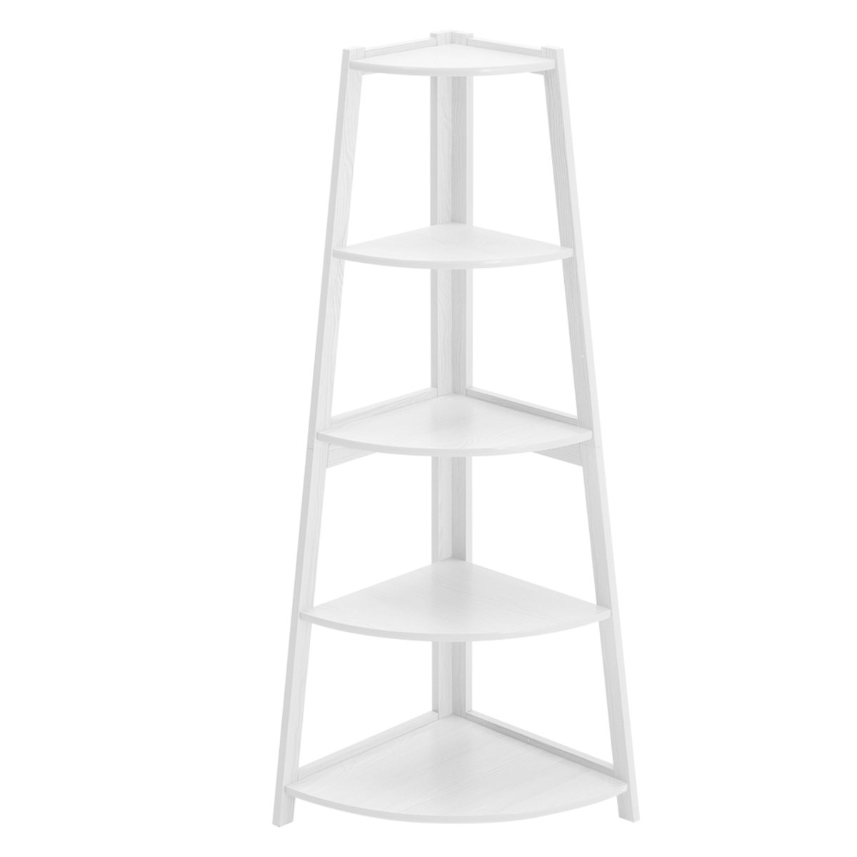 Living and Home 5 Tier Wooden Corner Bookshelf - White