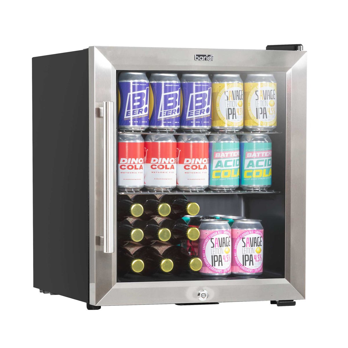 Baridi 50L Lockable Mini Drinks Fridge - Stainless Steel
