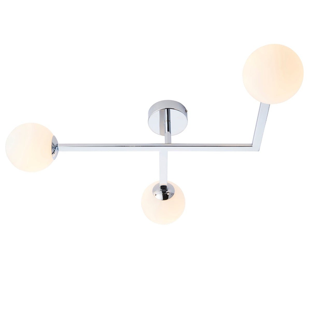 Loops Direct Steel and Glass Semi Flush Ceiling Light - Polished Chrome
