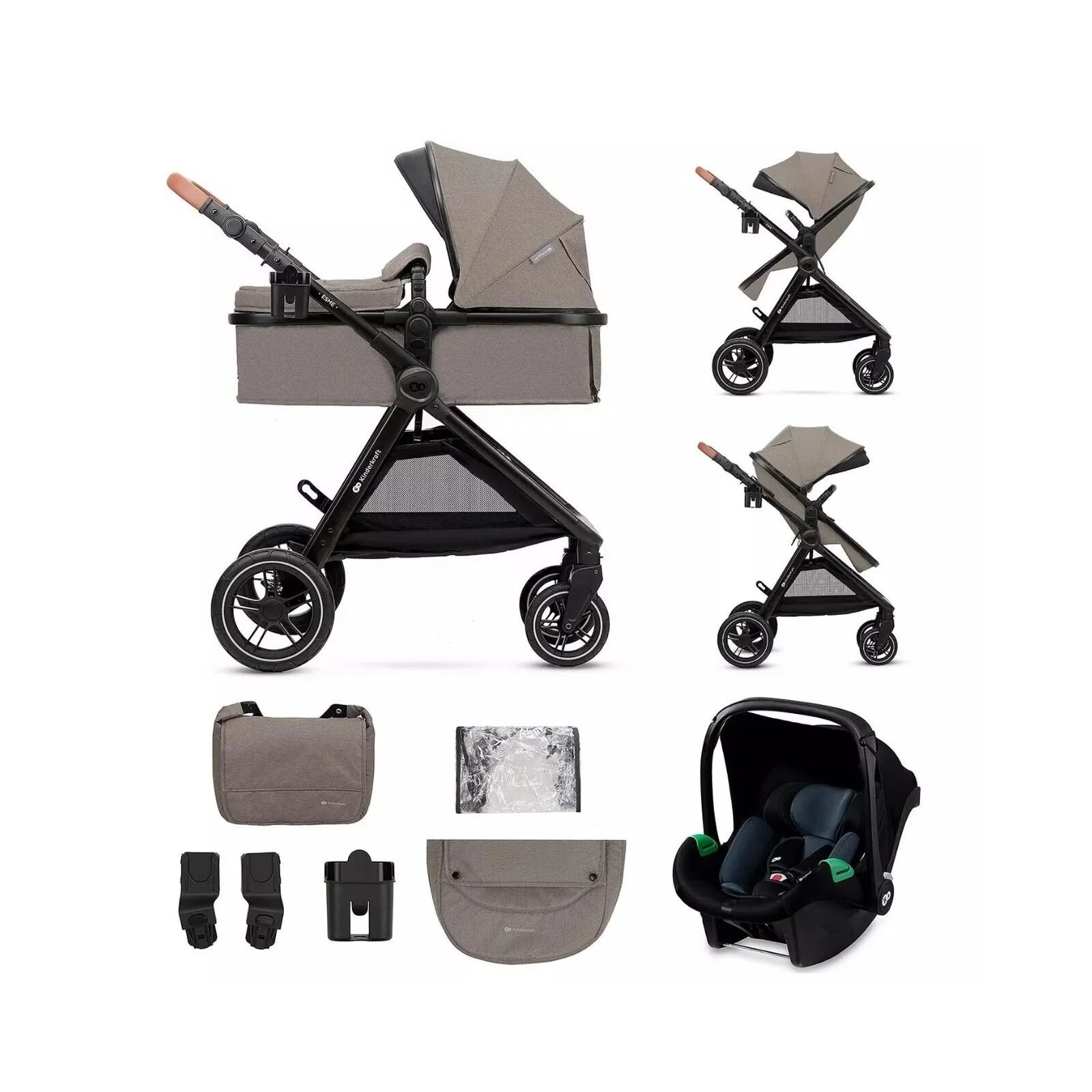 Kinderkraft Esme Pro 3-in-1 Travel System - Sand Beige