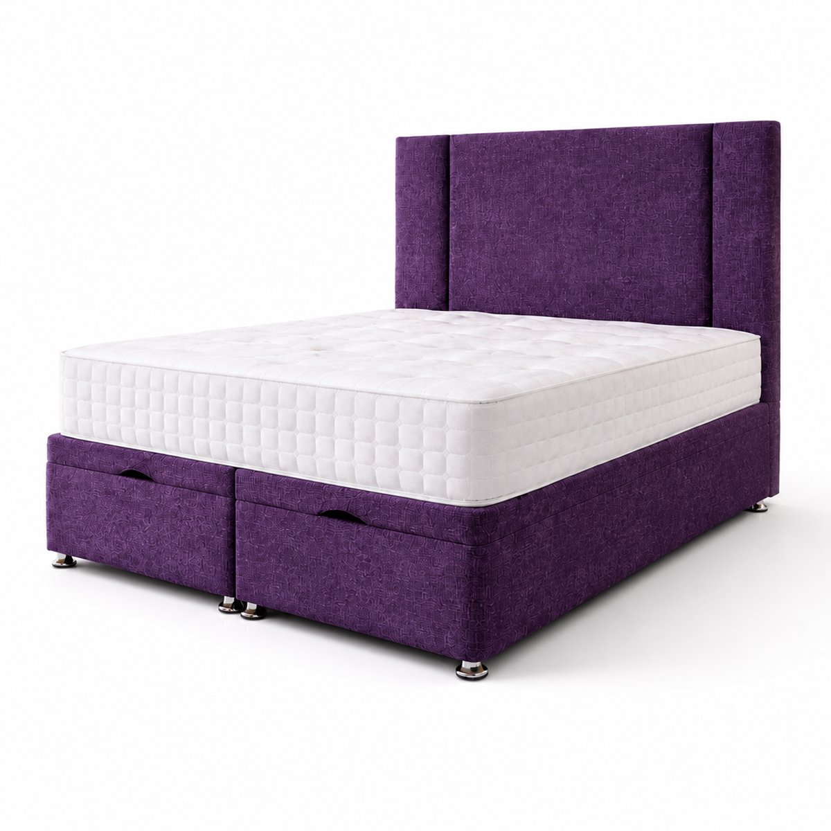 Comfy Deluxe Naples  4ft Small Double  Ottoman End Lift  Bed Set - Purple