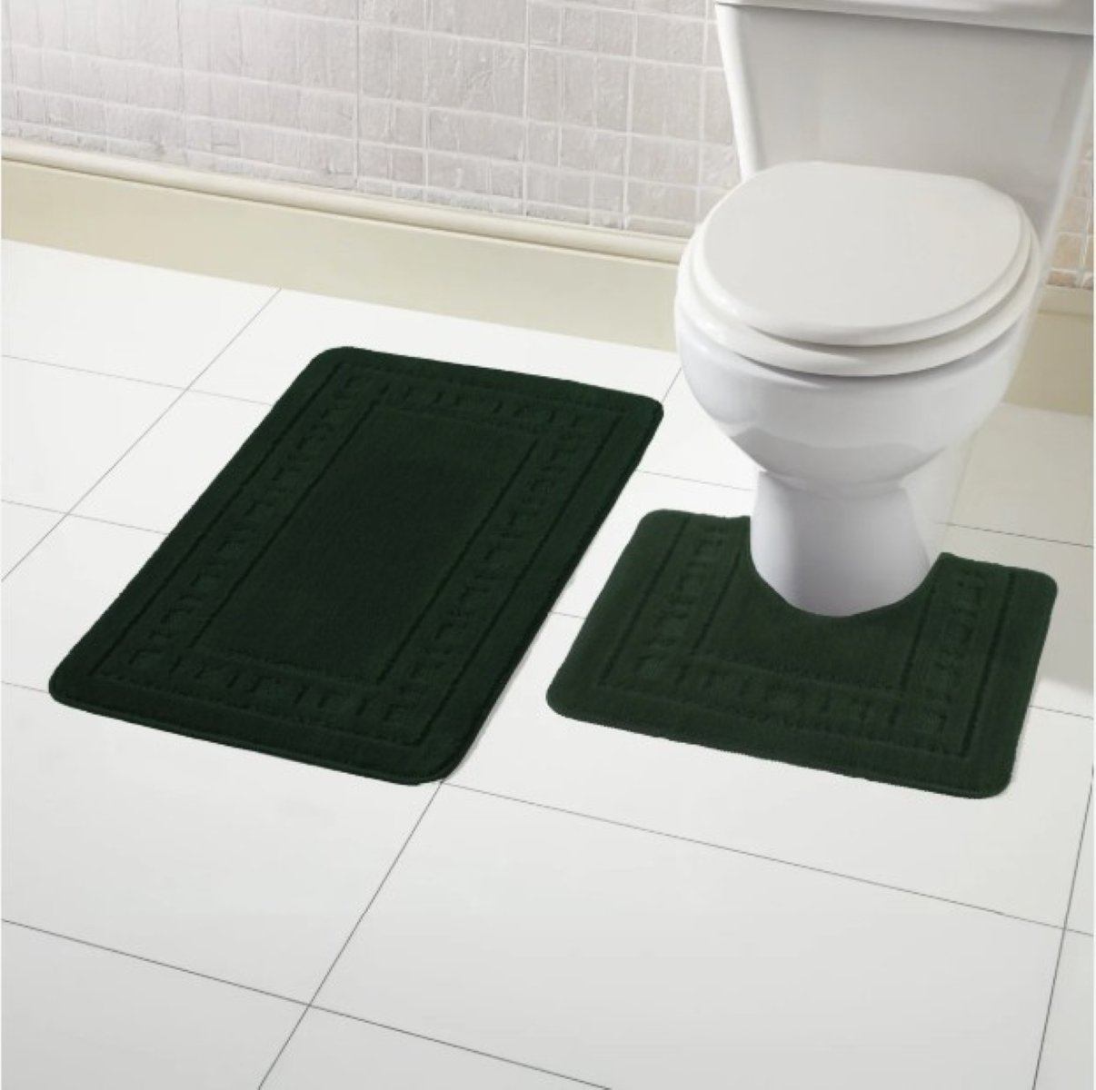New Edge Blinds Miami Bath Mat & Pedestal Set - Emerald Green