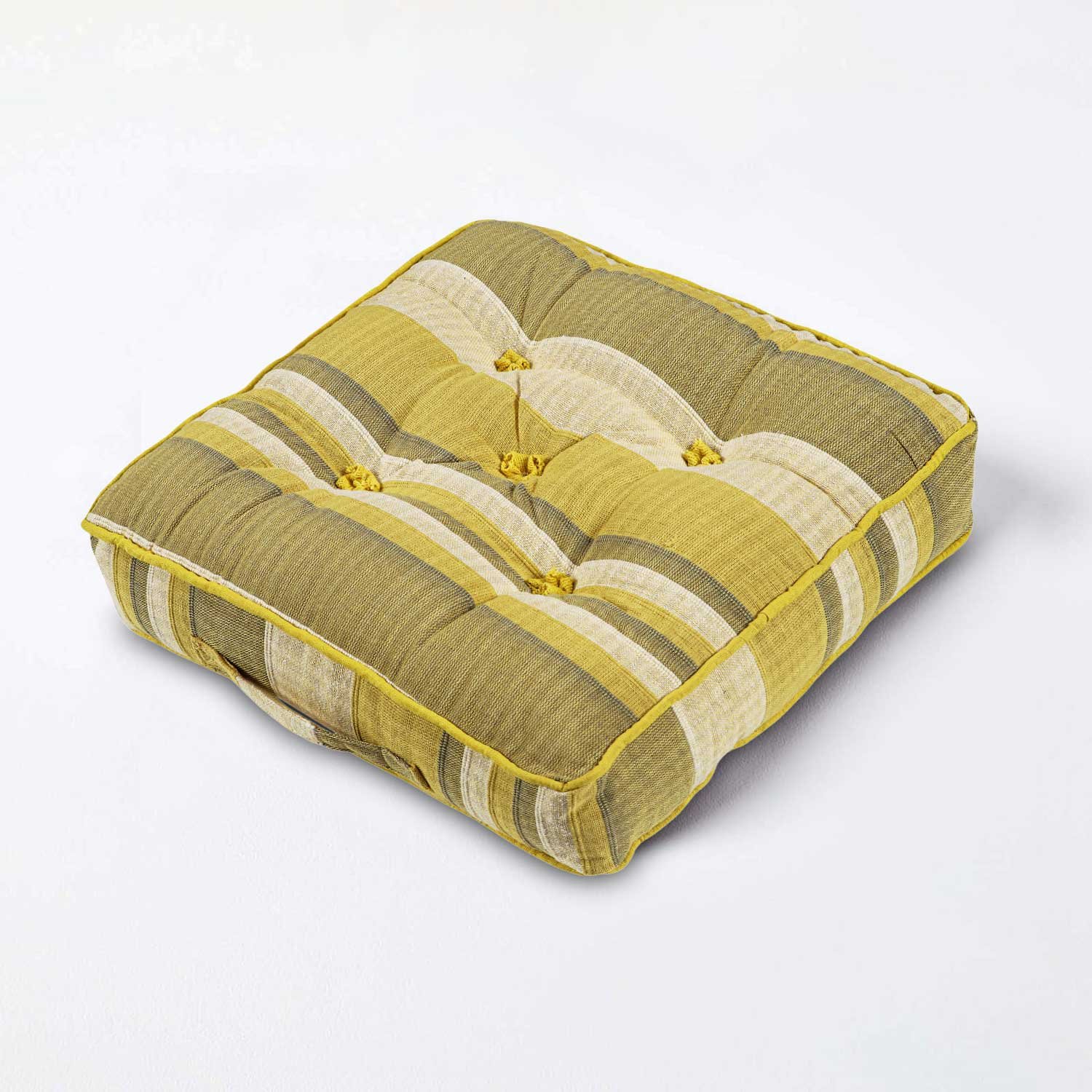 Homescapes Morocco Striped Cotton Floor Cushion - Yellow