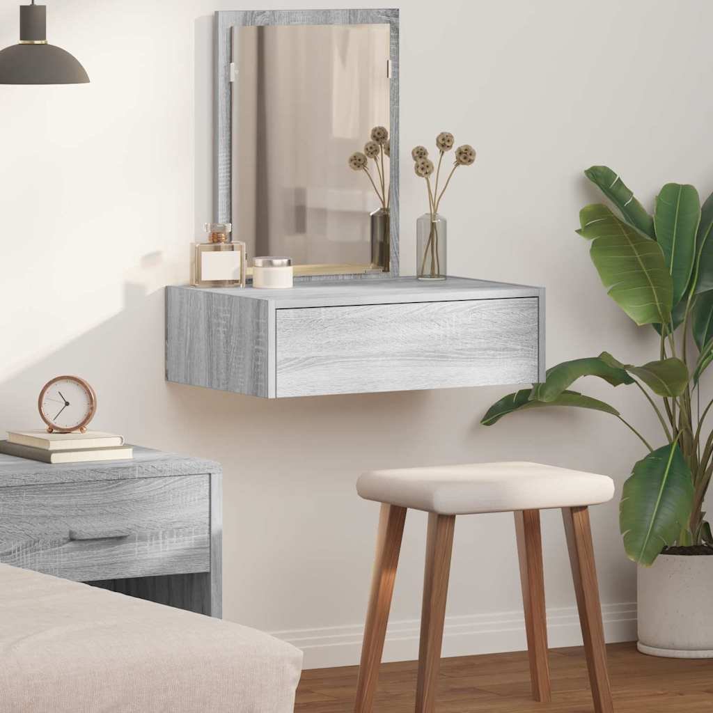 Walplus 1 Drawer Engineered Wood Dressing Table - Grey - 60 x 40 x 70 cm