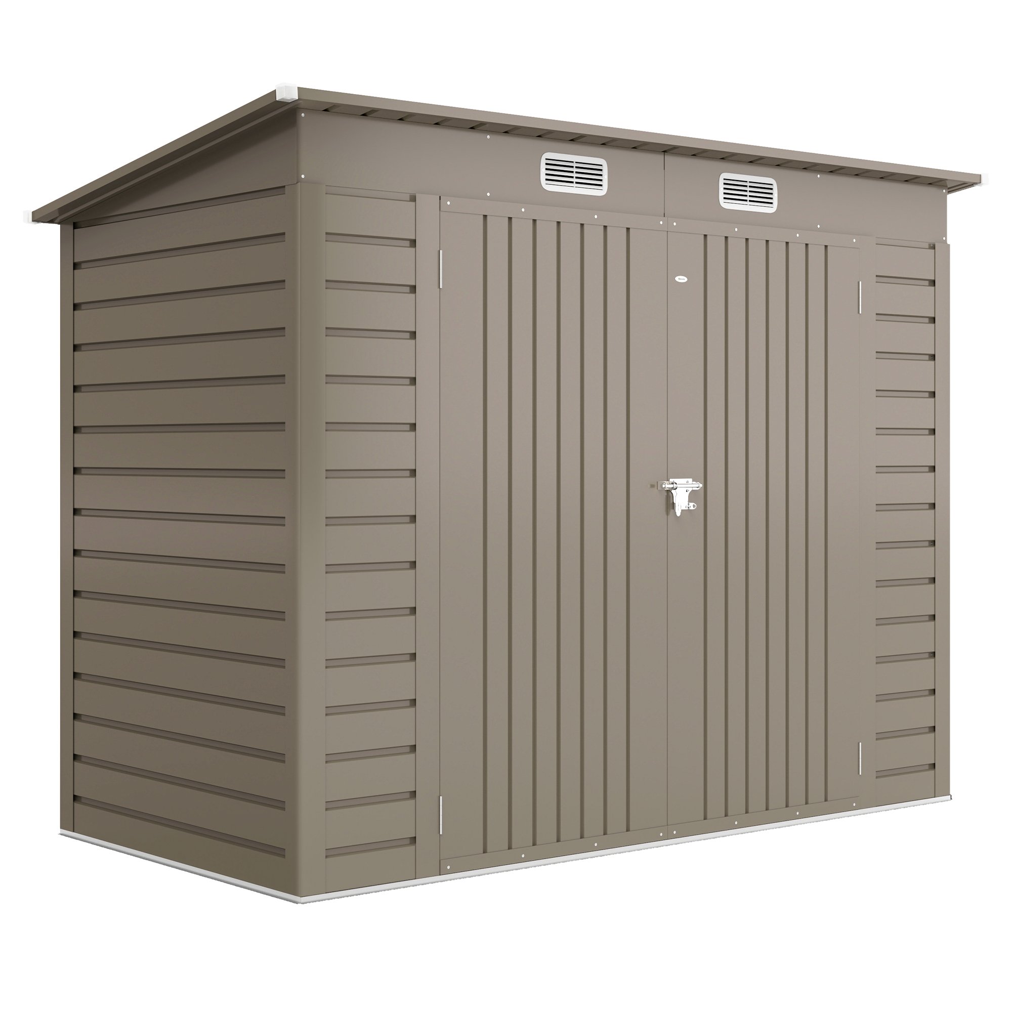 Outsunny Galvanised Steel Pent Roof Garden Shed - Light Grey