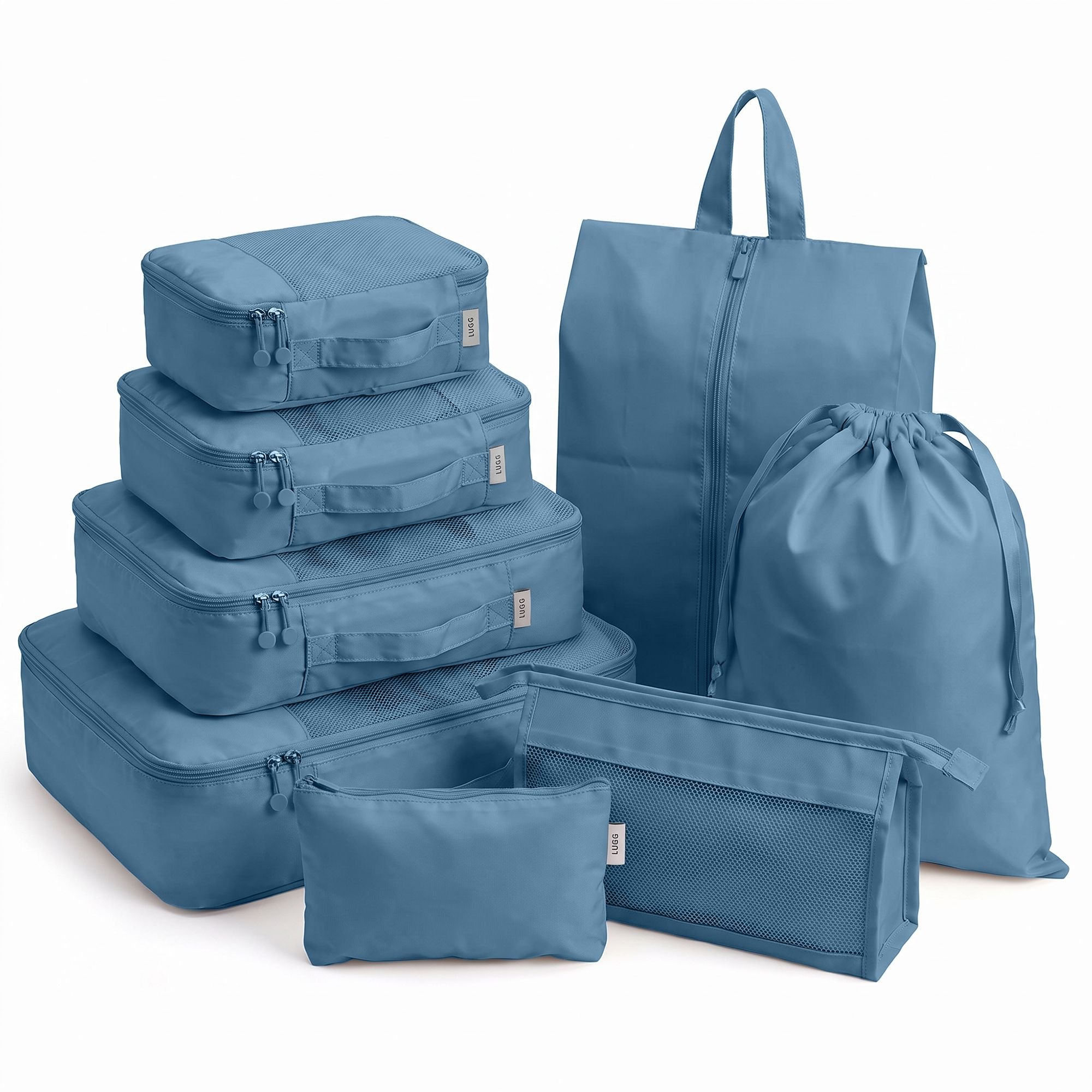 Lugg 8 Piece Compression Packing Cube Set - Slate Blue