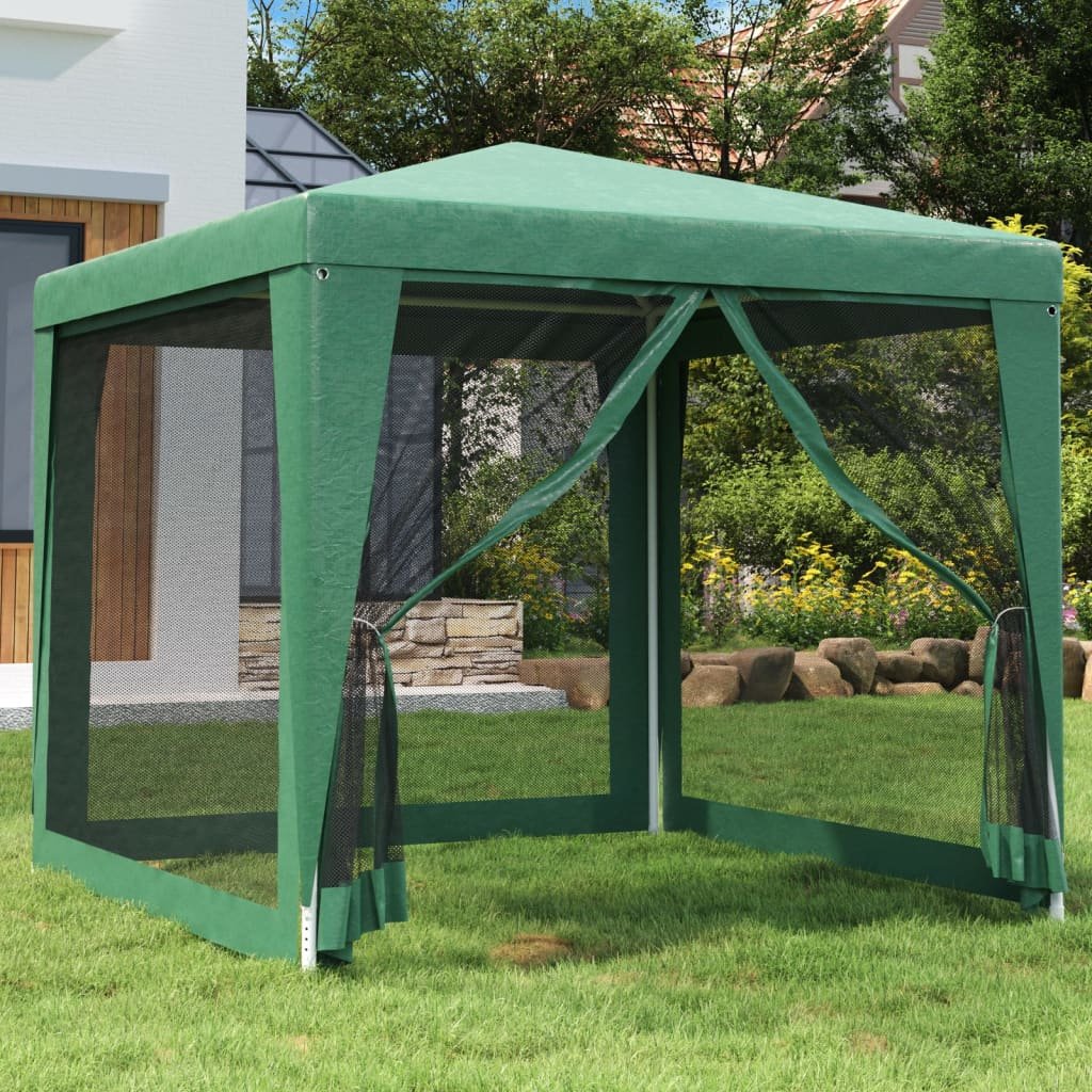 Walplus 2.5 x 2.5 m HDPE Party Tent with 4 Mesh Sidewalls - Green