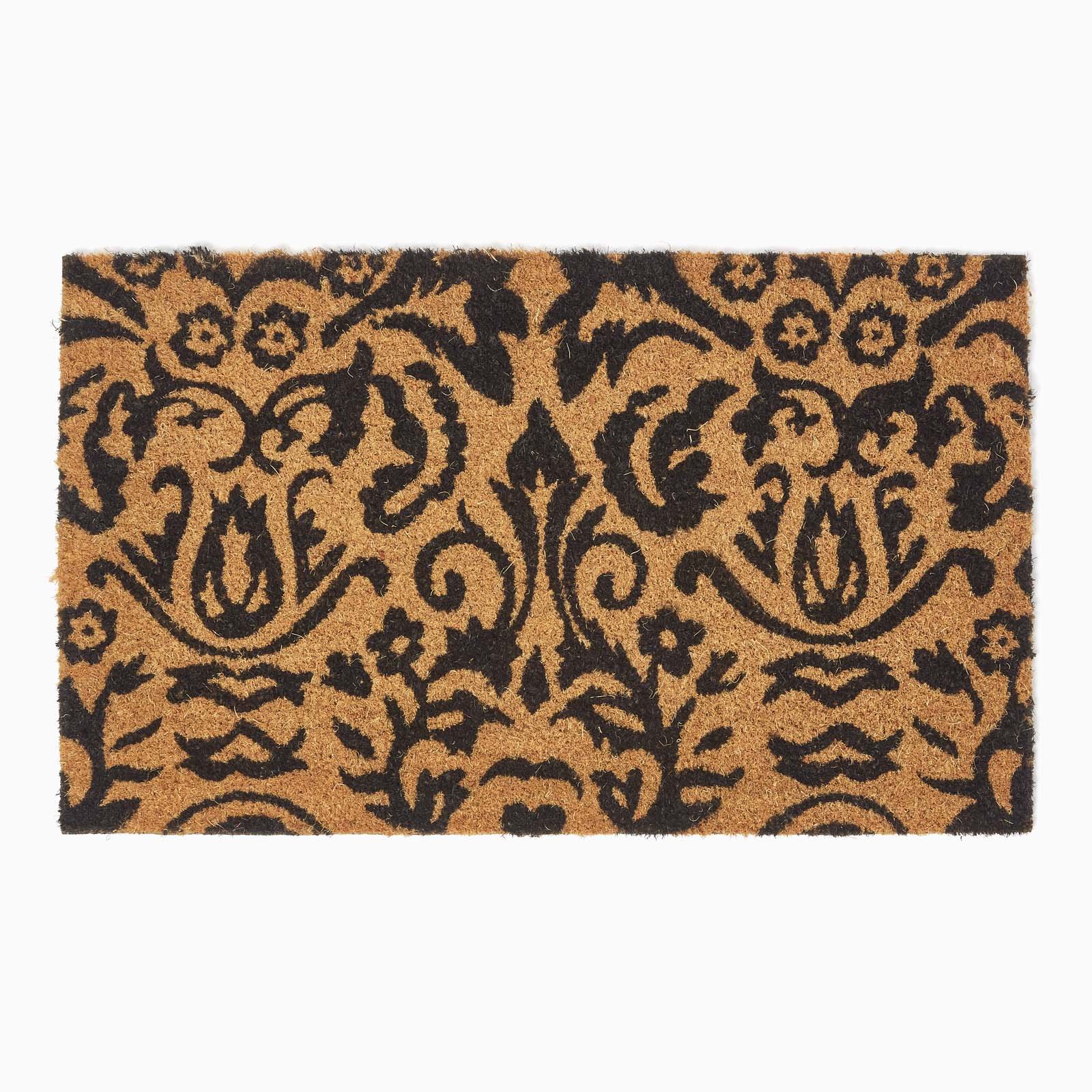 Homescapes Black Scroll Baroque Coir Doormat