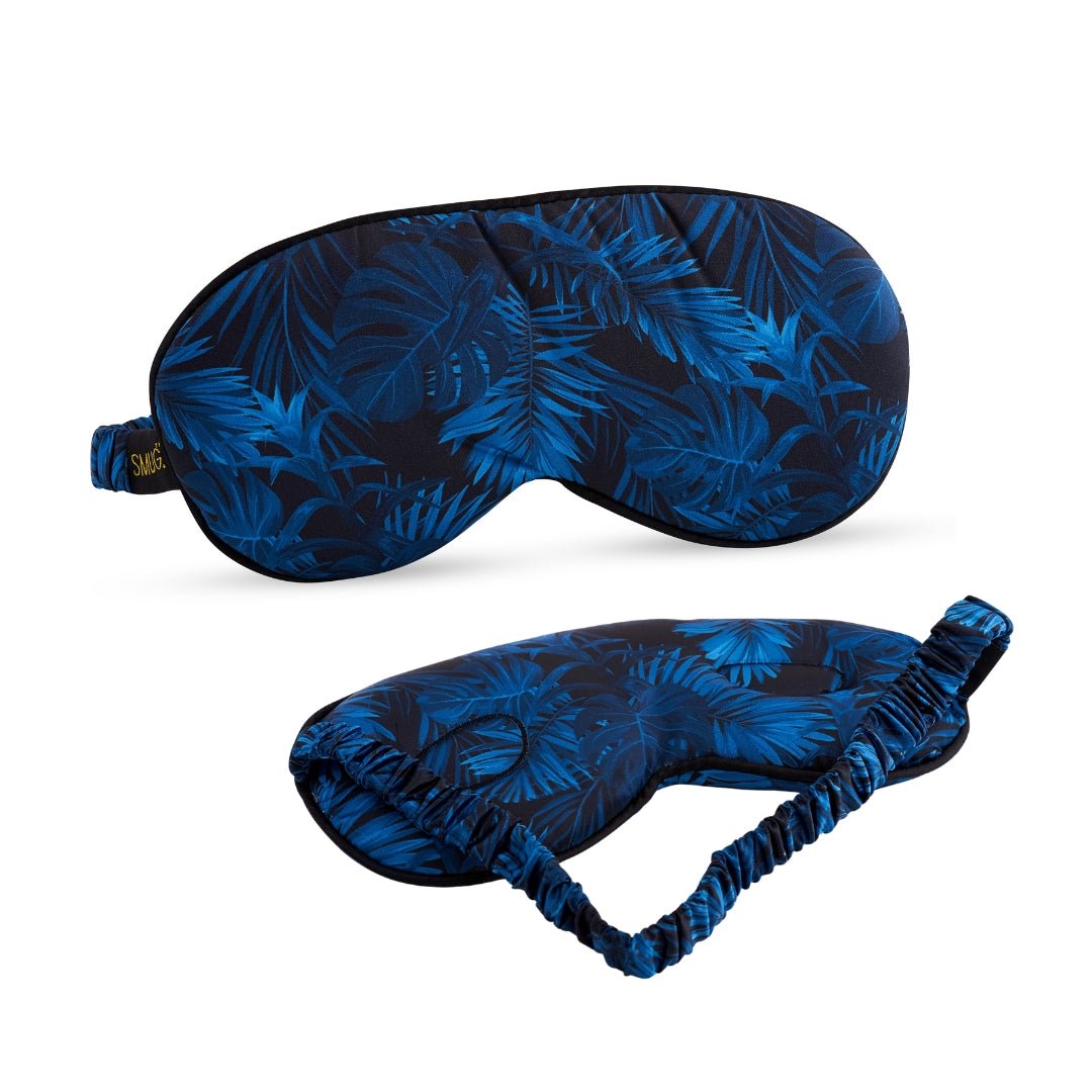 SMUG Cloud Padded Satin Sleep Mask - Palm Noir Print
