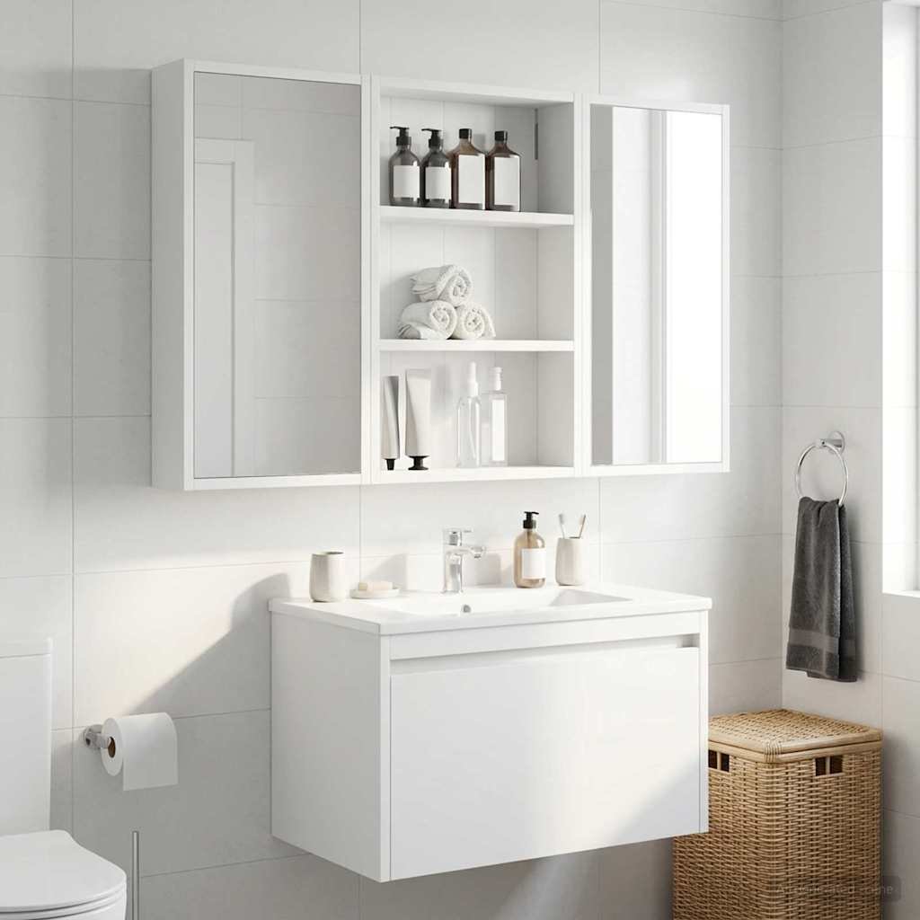 Walplus Engineered Wood Bathroom Wall Cabinet - White - 40 x 10 x 60.5 cm
