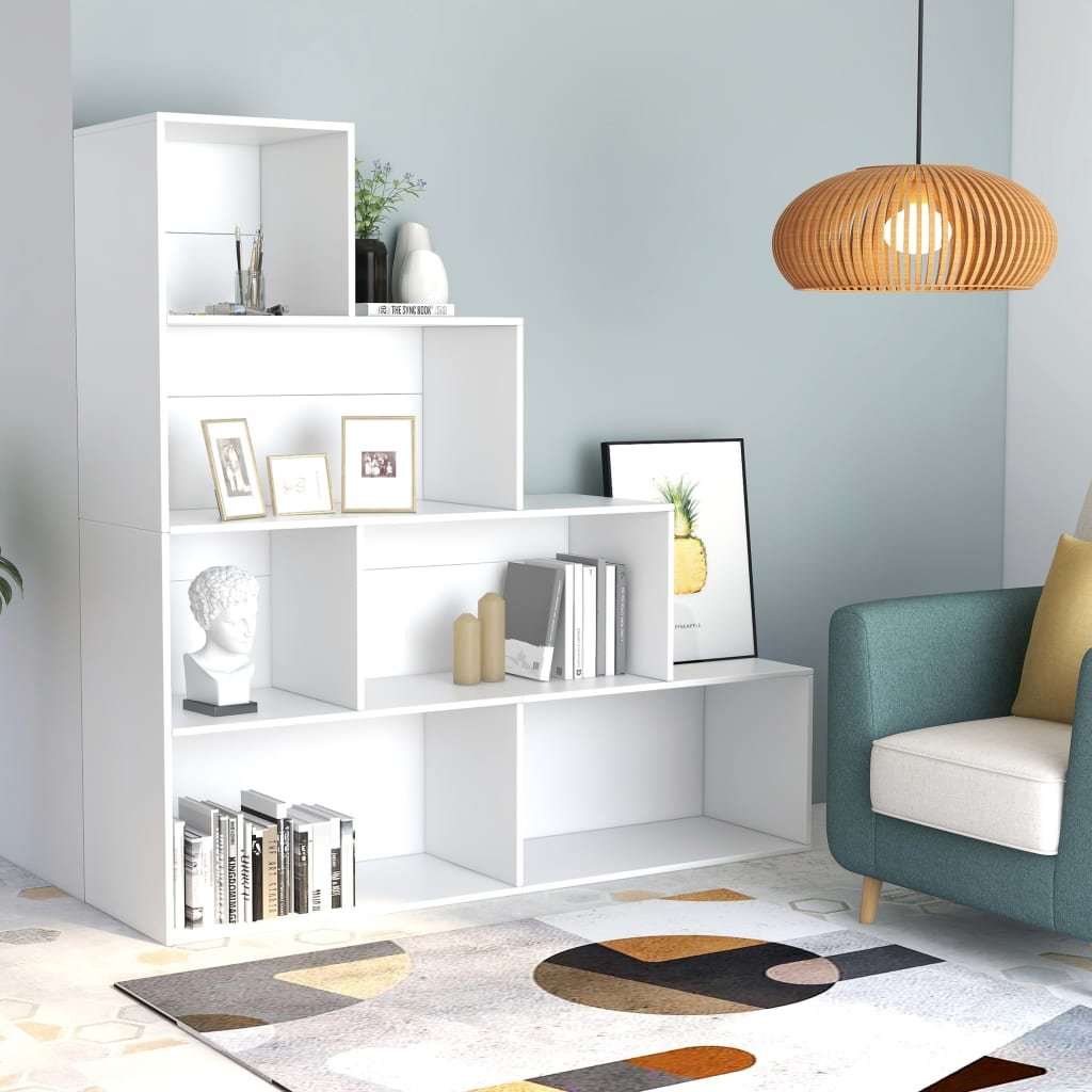 Walplus Engineered Wood Book Cabinet - White - 155 x 24 x 160 cm
