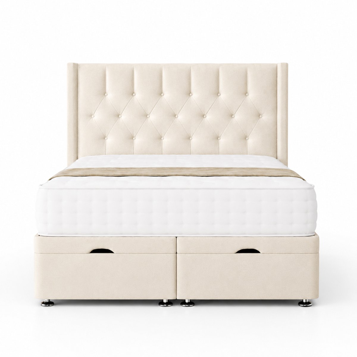 Comfy Deluxe  Miami Wing 6ft Superking End Lift Ottoman Bed Set - Cream