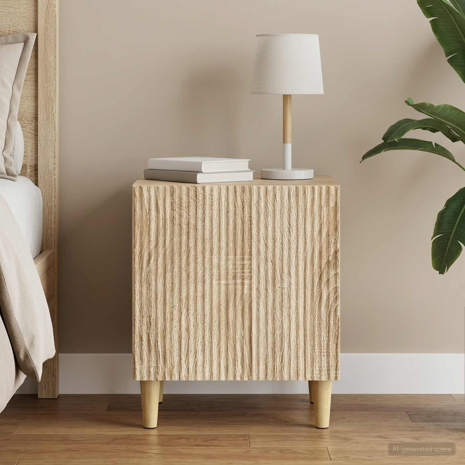 Walplus Engineered Wood Bedside Table - Sonoma Oak - 43 x 34.5 x 50 cm