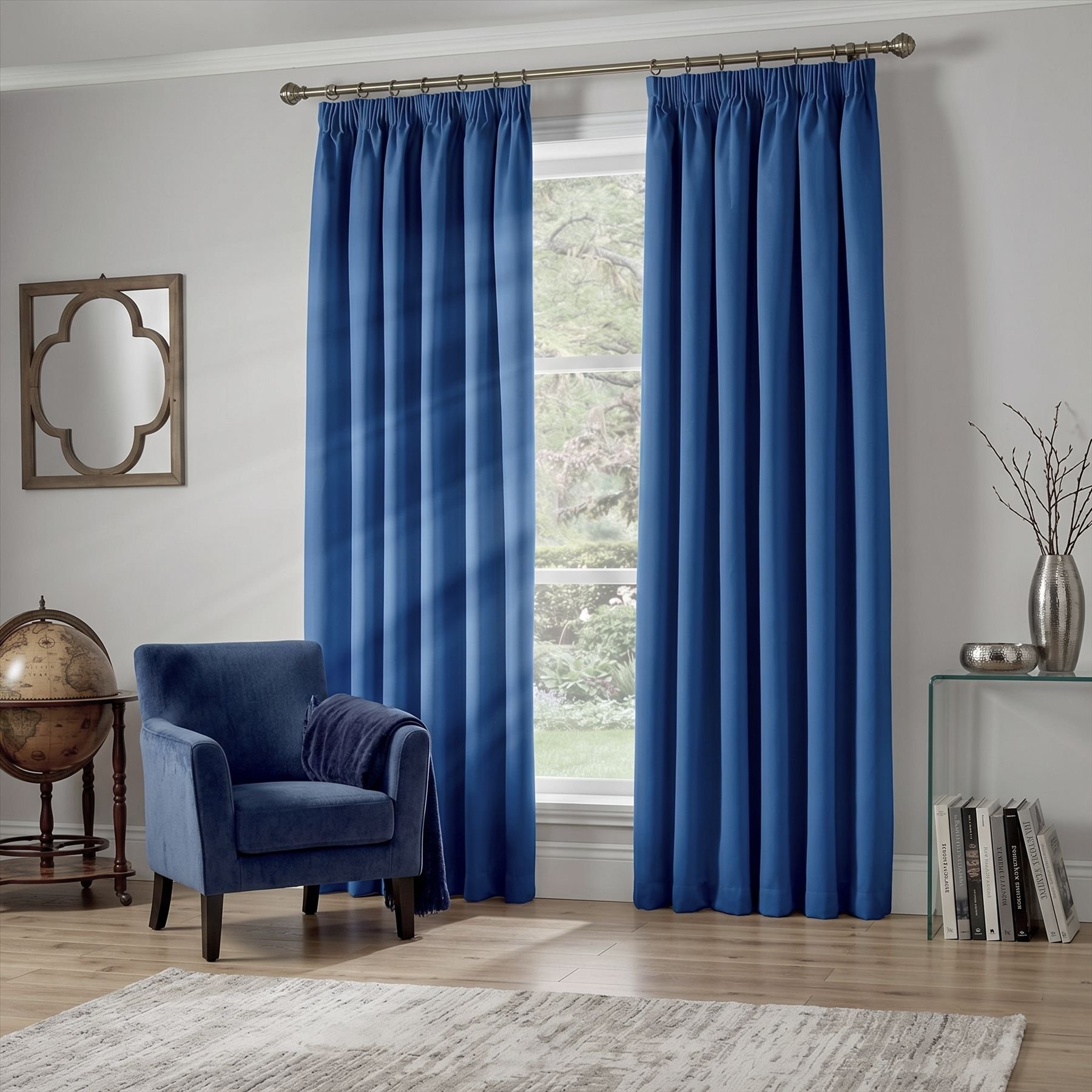 Luxury Living Blackout Pencil Pleat Curtains 229cm x 229cm - Blue