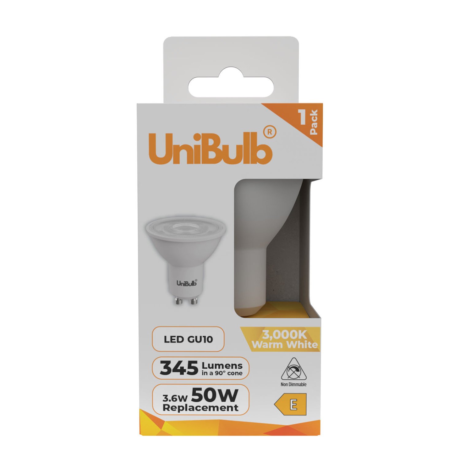 UniBulb 3.6W LED Warm White Spotlight GU10 Light Bulb