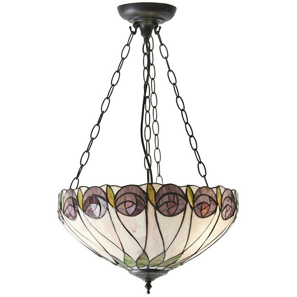 Loops Direct Glass and Steel 3 Light Pendant - Dark Bronze