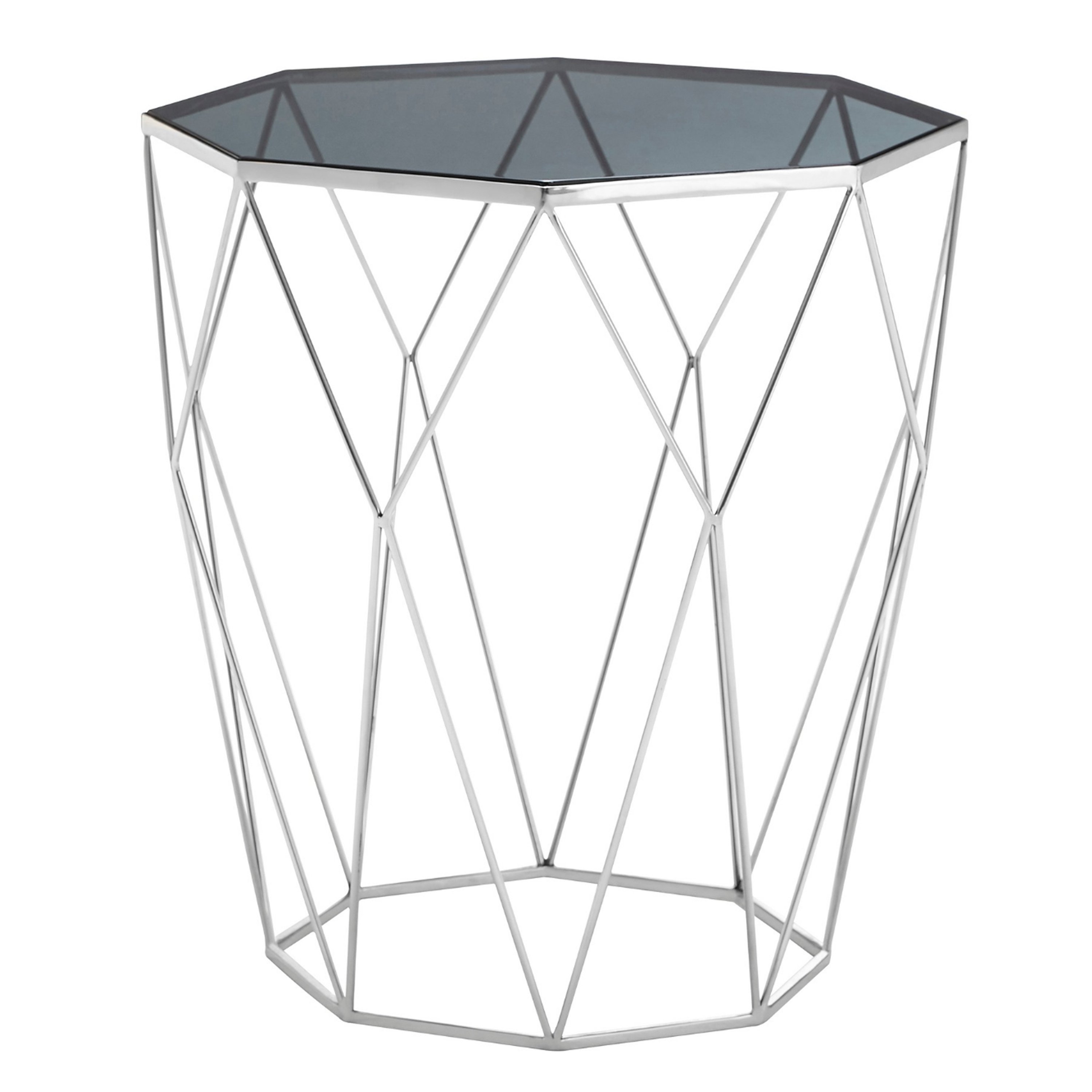 Orsina Shalimar Glass and Octagonal Side Table – Black and Silver