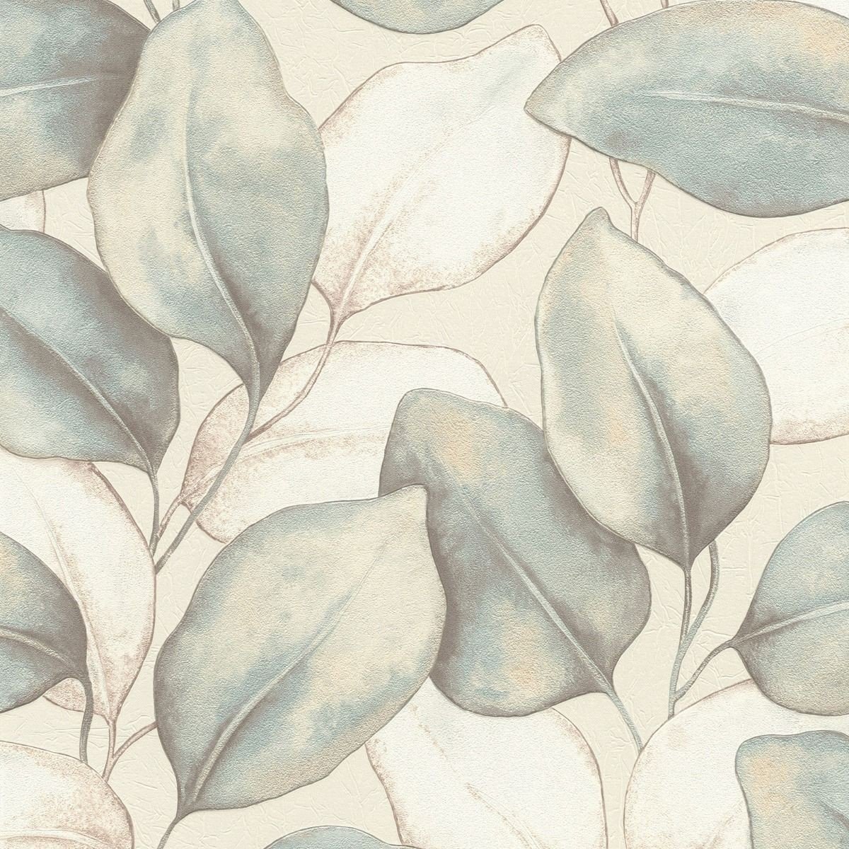 Rasch Opulenza Leaf Vinyl Wallpaper - Blue