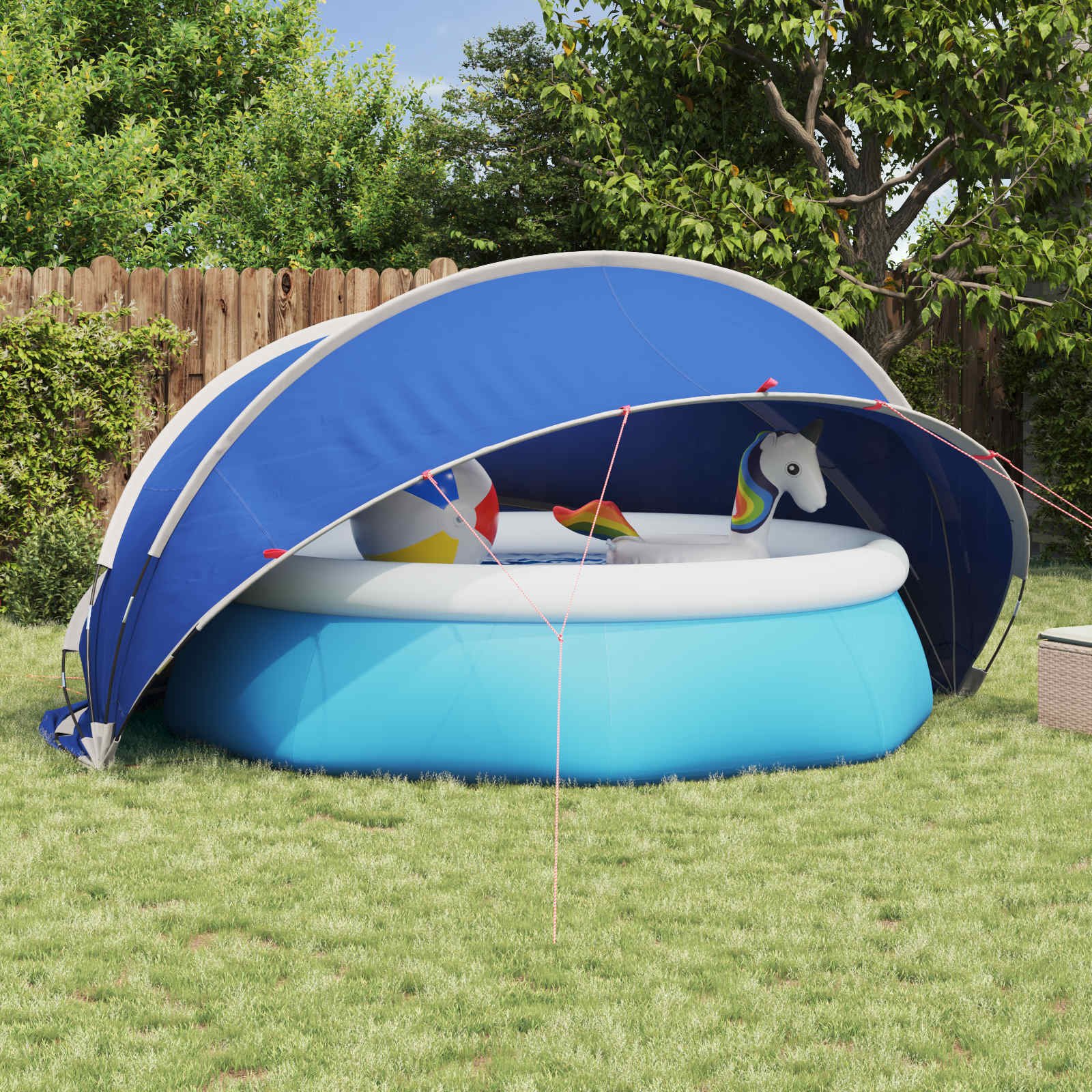 Walplus Polyester Pool Dome - Azure Blue - 405 x 405 x 192 cm
