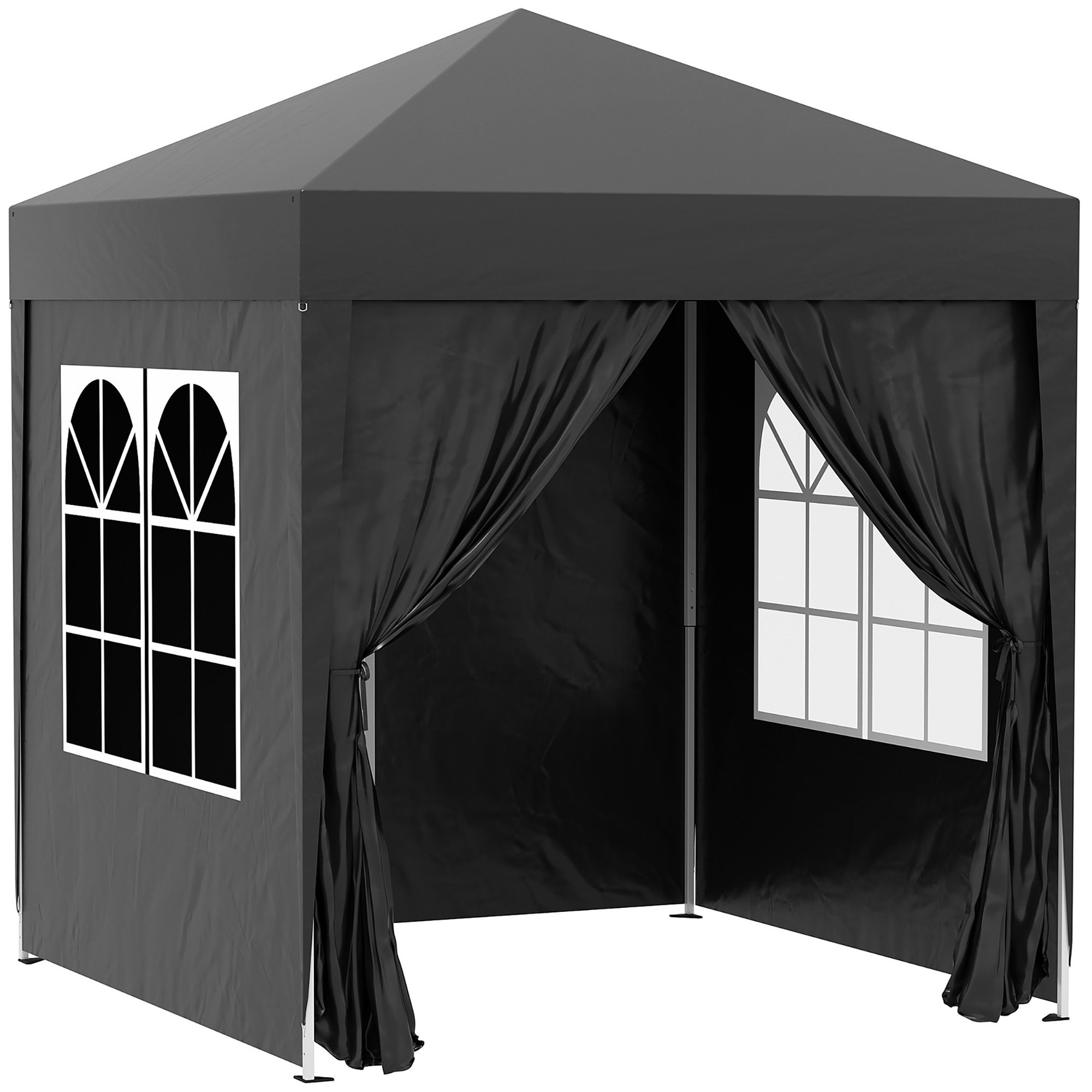 Outsunny Water Resistant Pop Up Gazebo with Sidewalls – Black