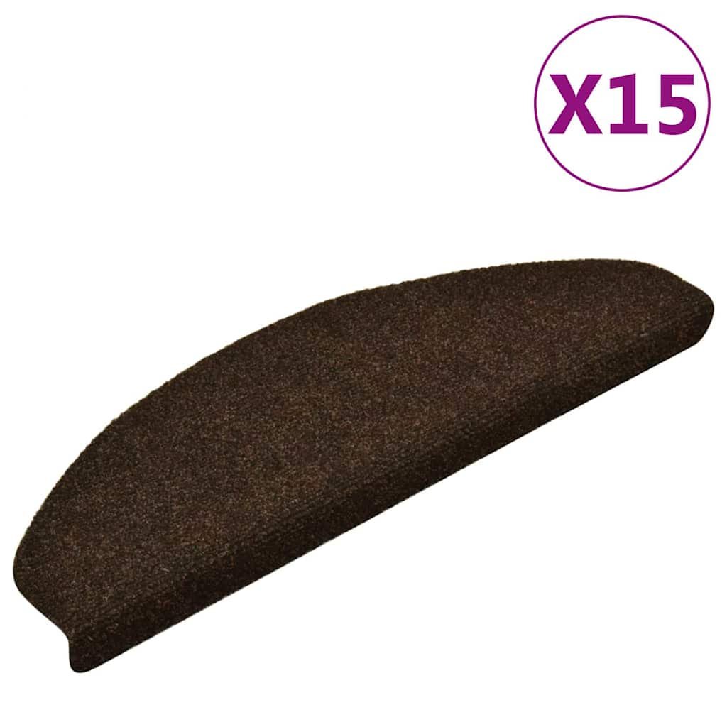 Walplus Pack of 15 Self-Adhesive Half Round Stair Mats - Brown - 65 x 21 cm
