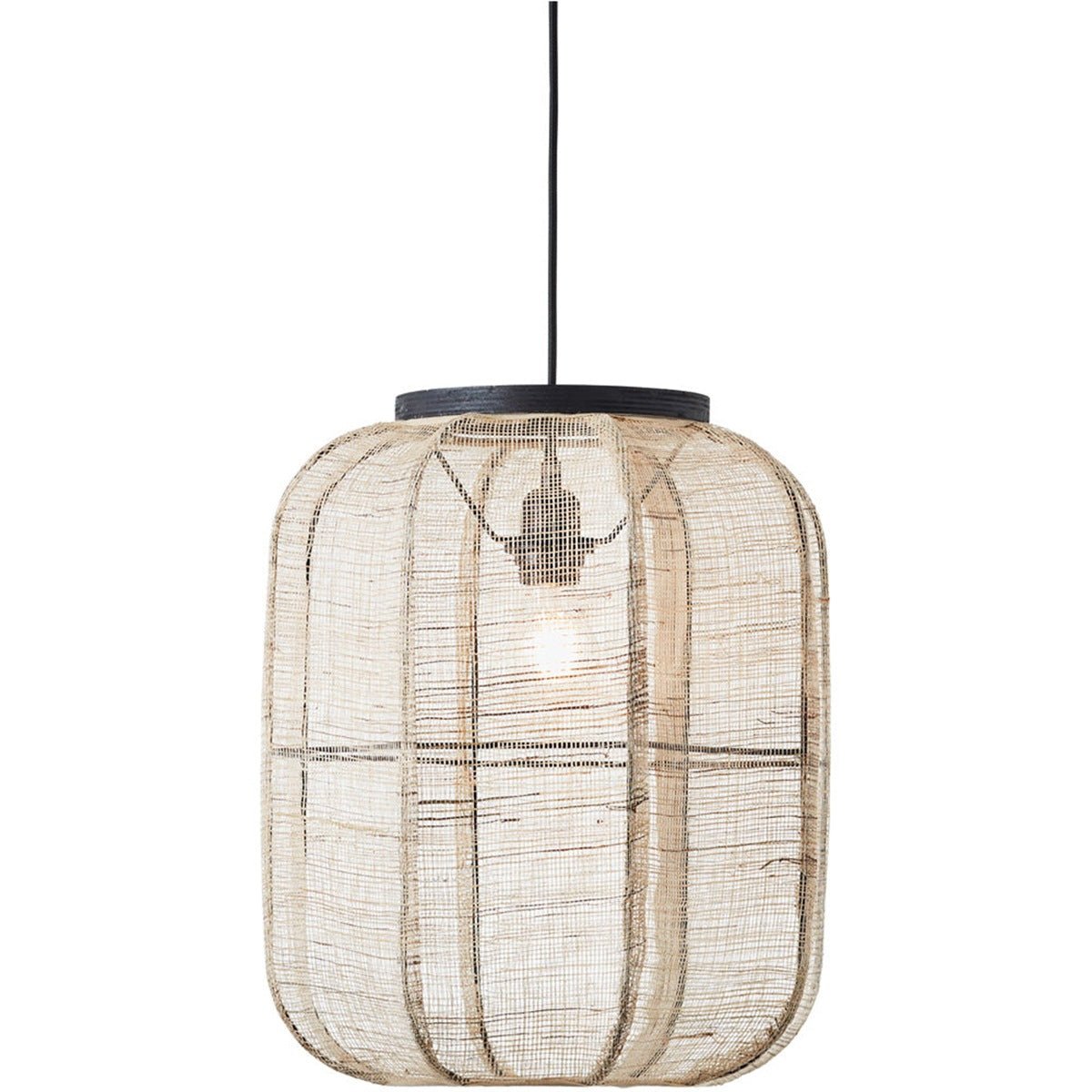 Loops Direct Wood Fabric LED Pendant Light - Natural Linen