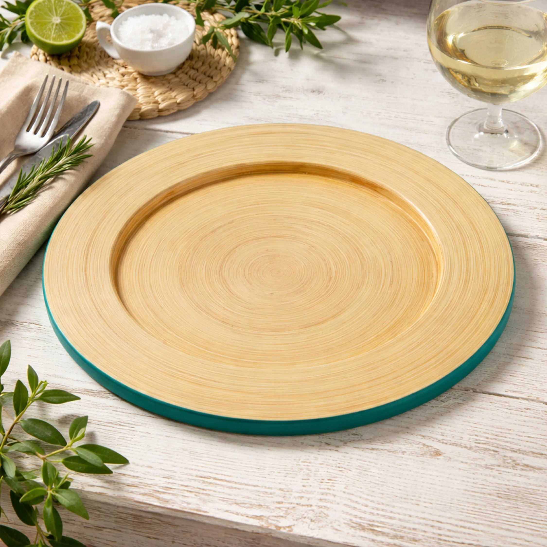 Orsina Kyoto Bamboo Charger Plate - Turquoise