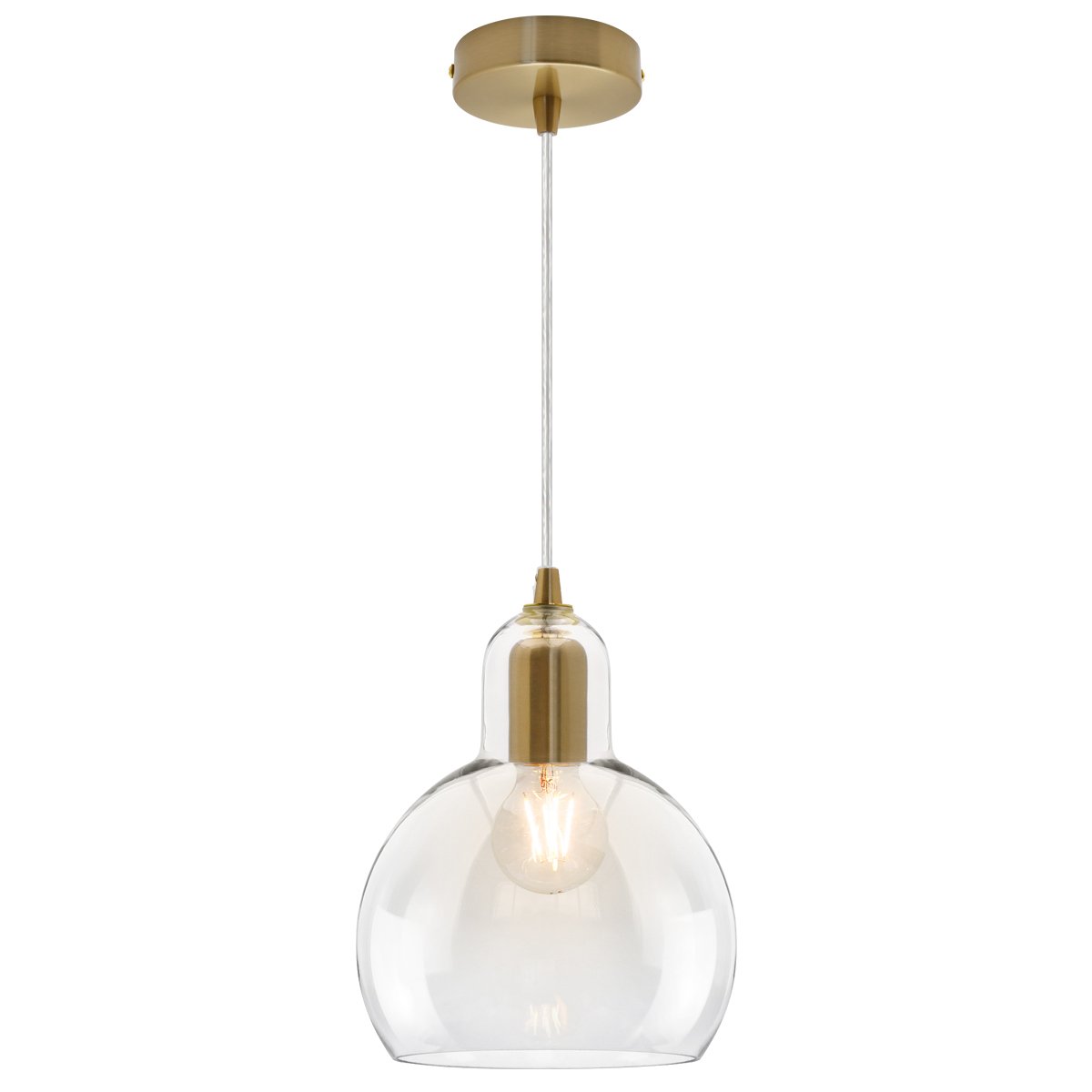 Energy Light Bulbs Bottle Globe Glass Ceiling Pendant Light - Brass