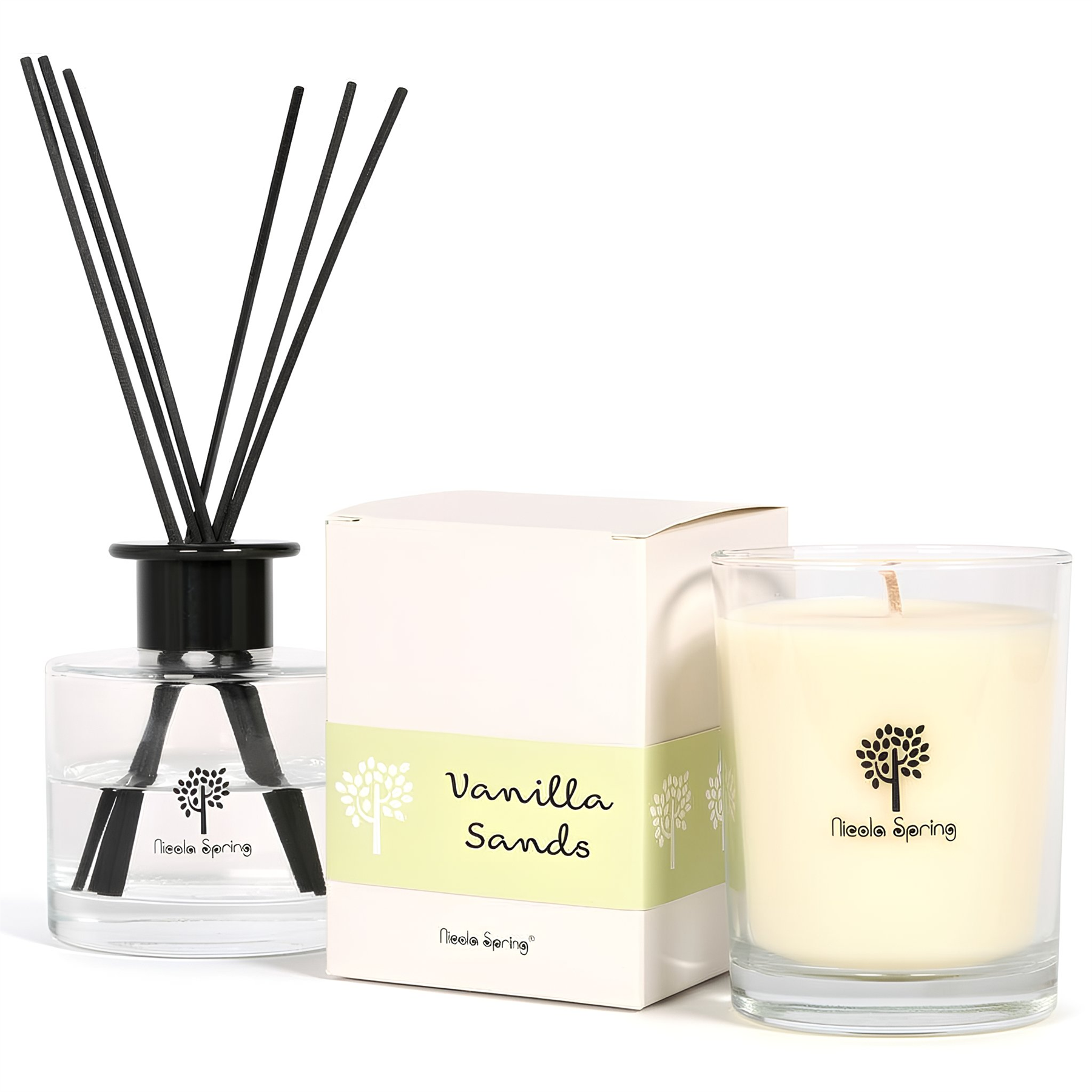Nicola Spring 160ml Soy Wax Scented Candle & Diffuser Set - Vanilla Sands
