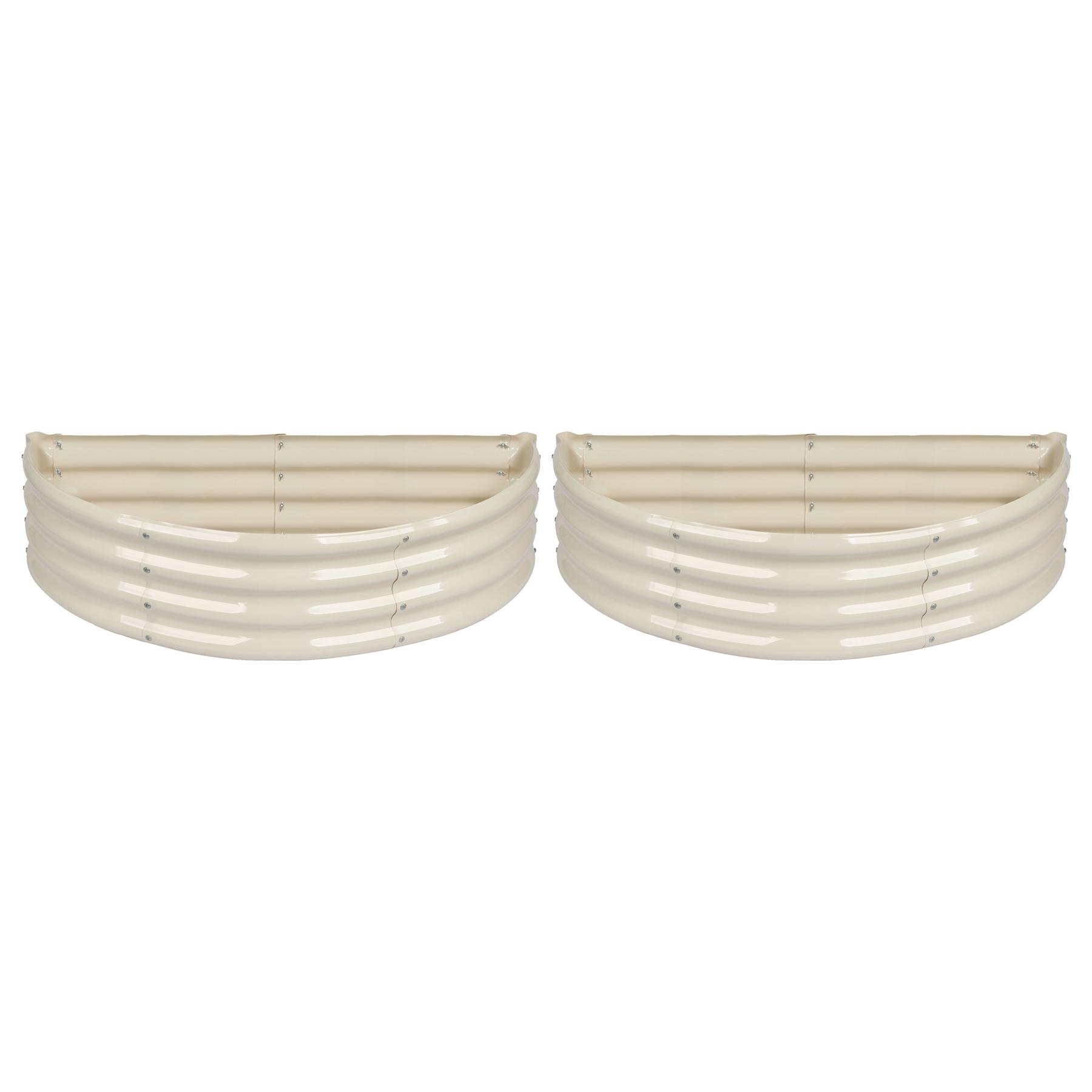 Harbour Housewares Semicircular Raised Garden Beds 120 x 60cm Pack of 2 - Ivory