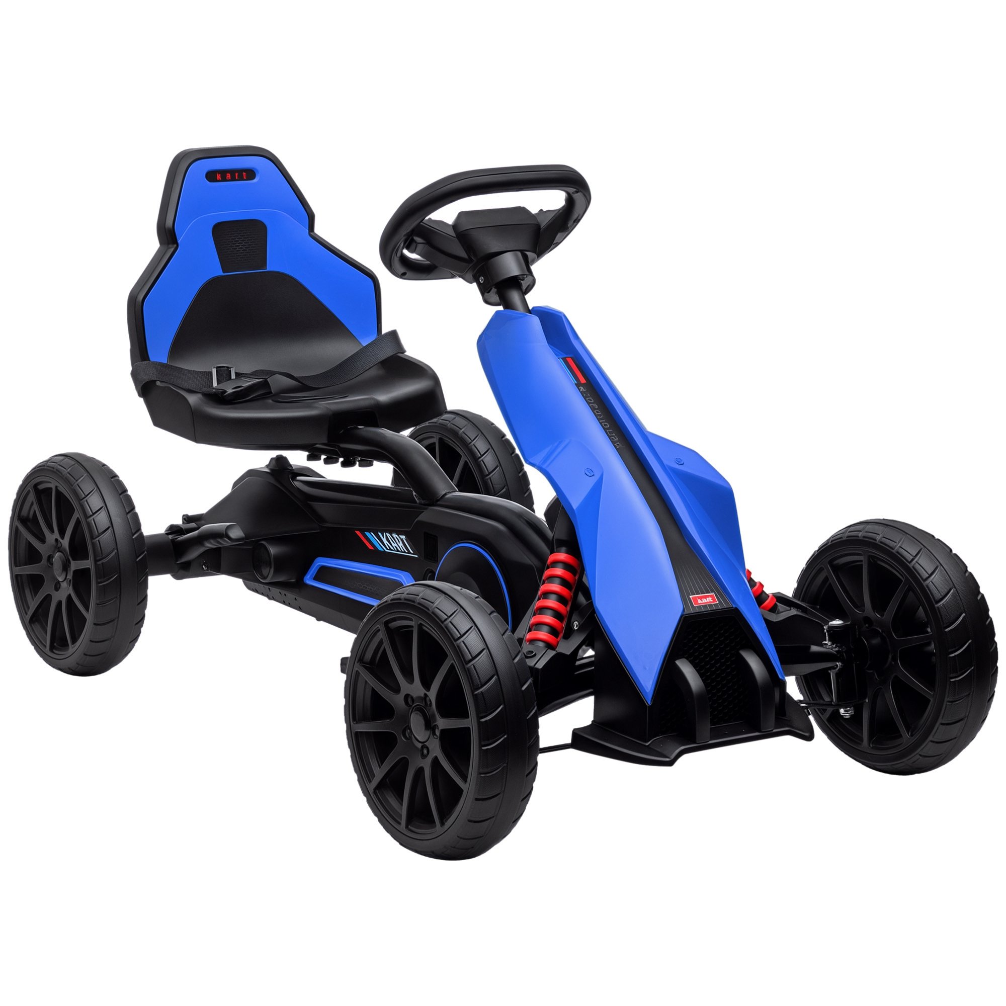 HOMCOM 3-8 Years Adjustable Seat EVA Tyres Metal Frame Pedal Go Kart – Blue