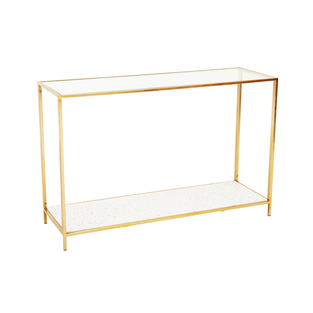 Orsina Novi Terrazzo Effect Console Table – White & Gold