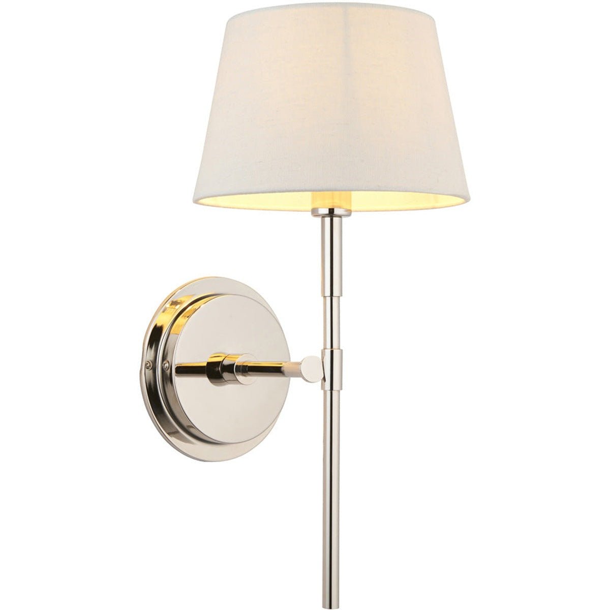 Loops Direct Steel and Fabric Wall Light - Bright Nickel Plate Ivory Linen Mix
