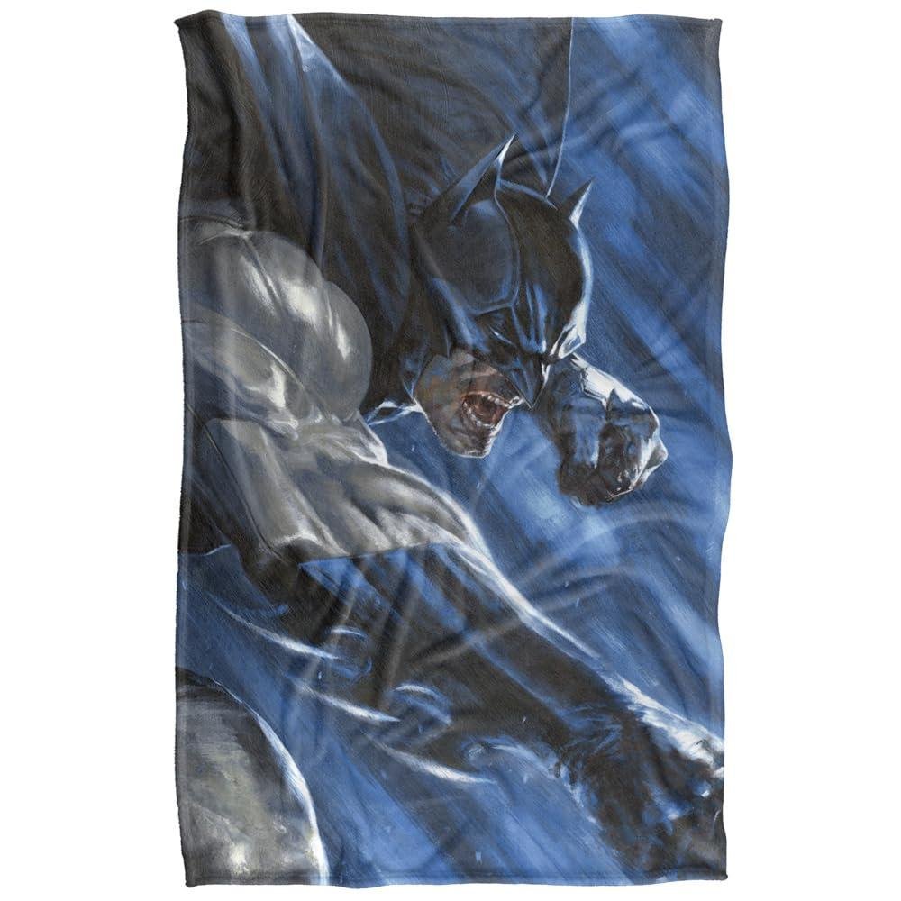Batman Throwing Fists Printed Soft Touch Blanket - 147cm x 91cm