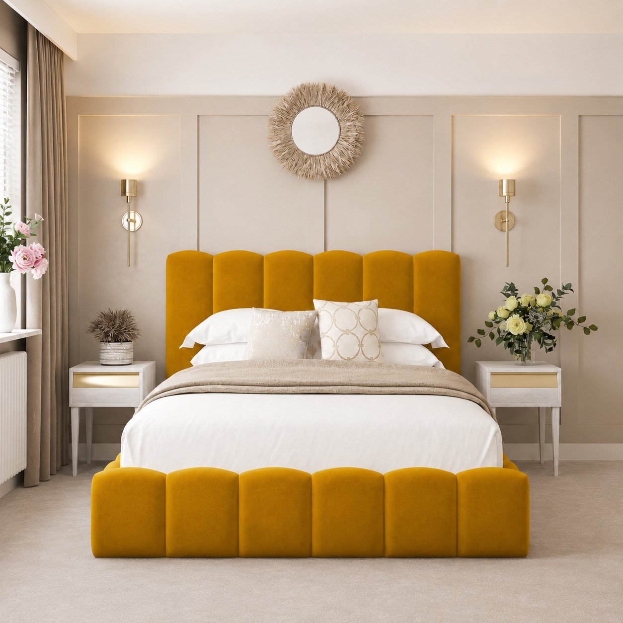 Bed Choices Mayfair Small Double Ottoman Bed Frame With 54" Headboard Mustard